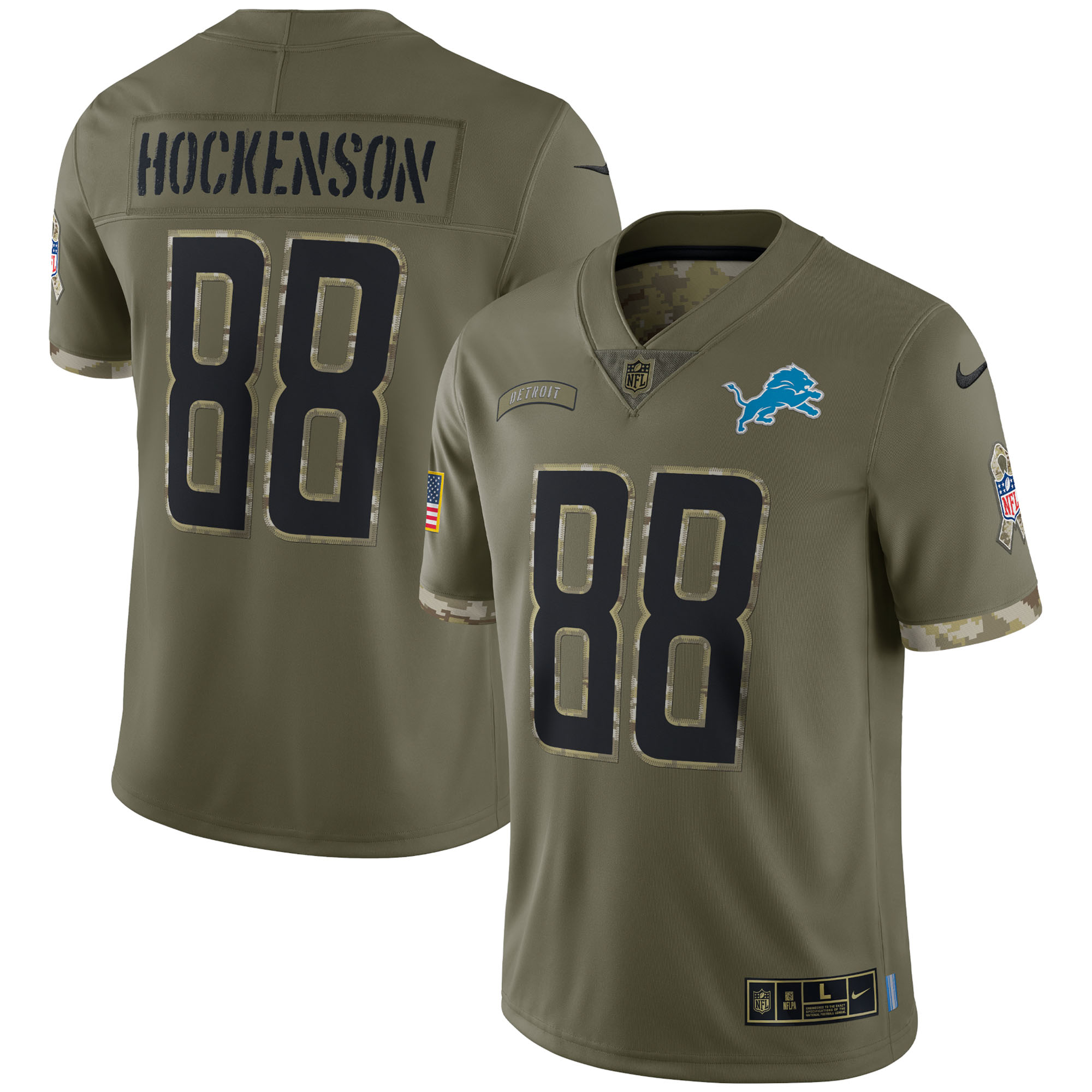 T.J. Hockenson Detroit Lions Nike 2022 Salute To Service Limited Jersey - Olive - vstockx