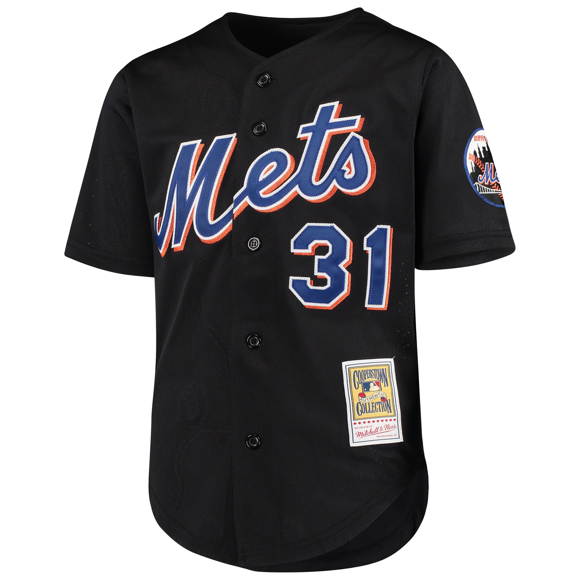 Mike Piazza New York Mets Mitchell & Ness Youth Cooperstown Collection Mesh Batting Practice Jersey - Black - vstockx