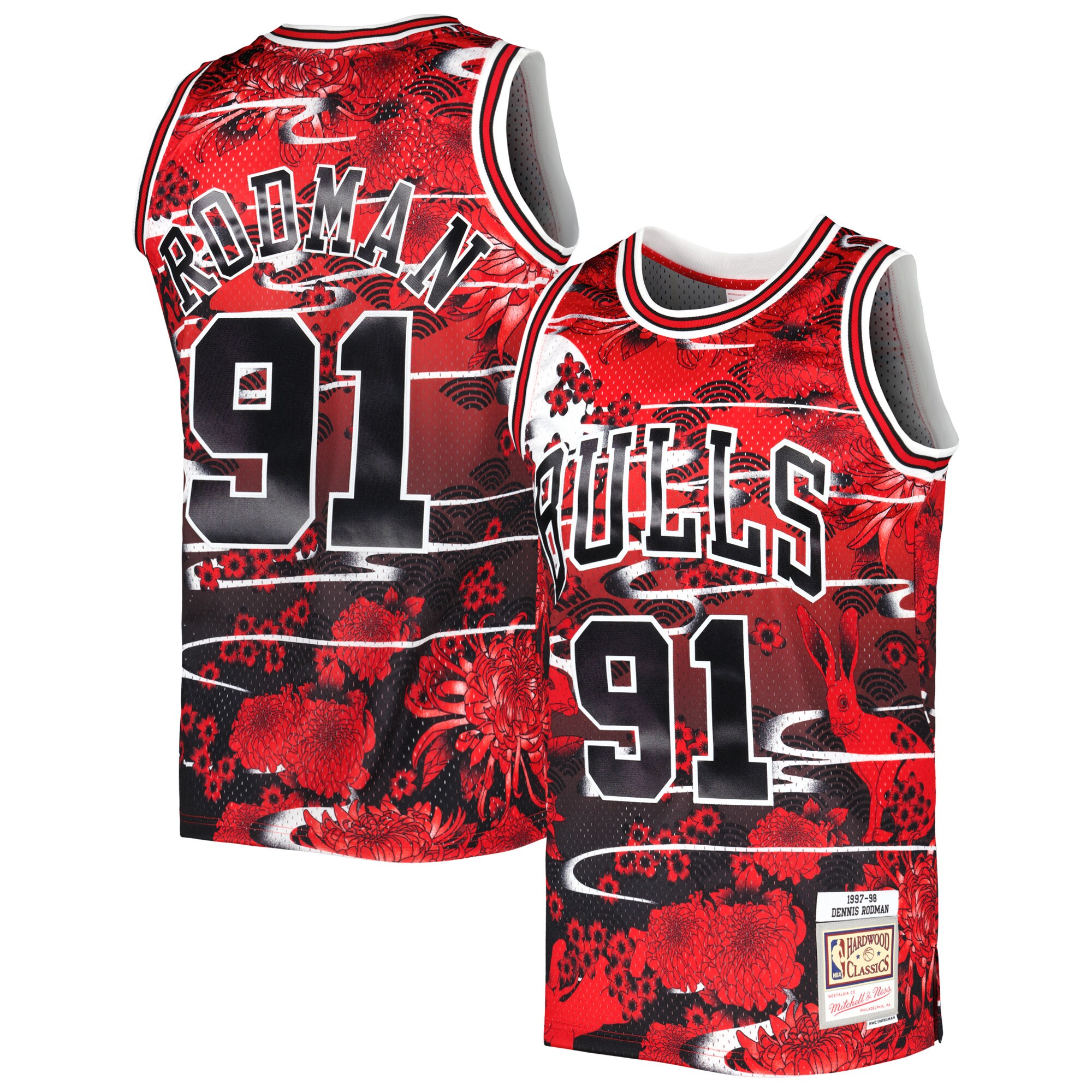 Dennis Rodman Chicago Bulls Mitchell & Ness Hardwood Classics Lunar New Year Swingman Jersey - Red - vstockx