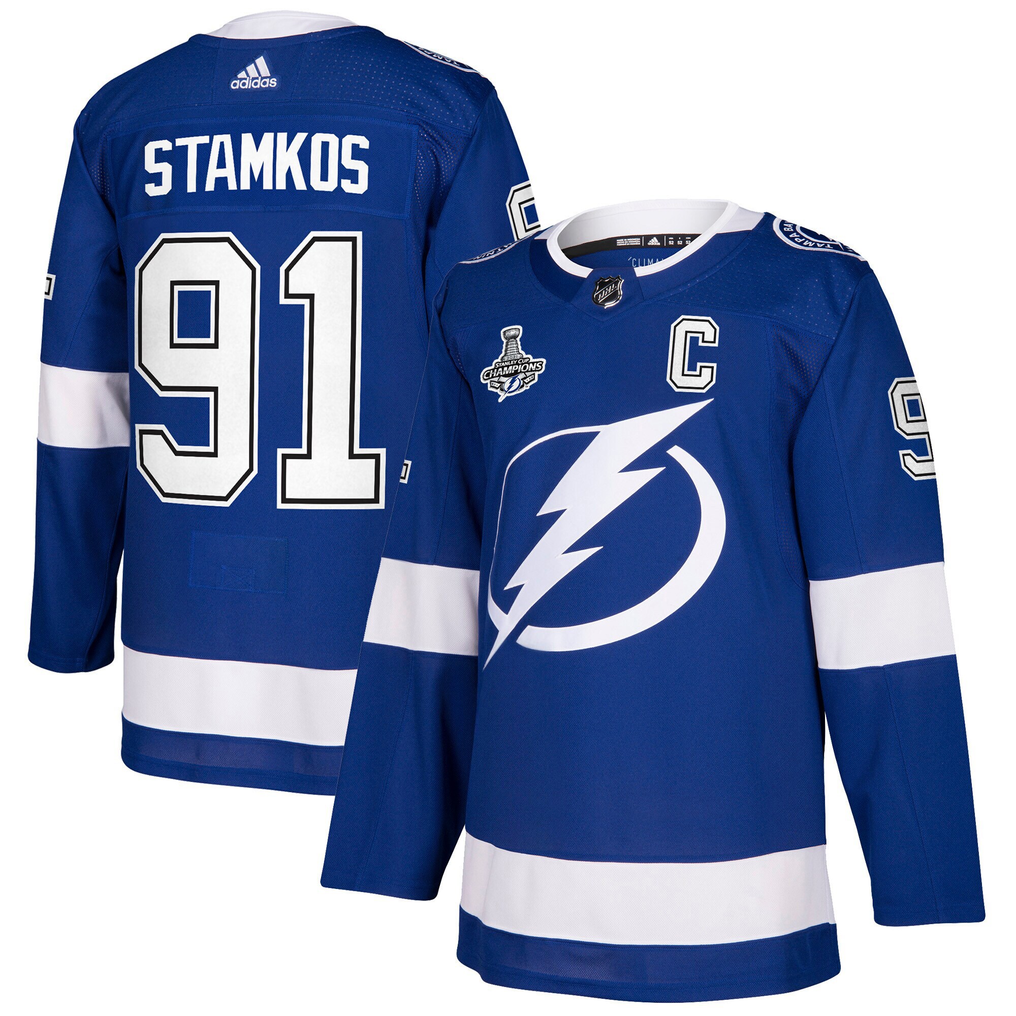 Steven Stamkos Tampa Bay Lightning adidas 2021 Stanley Cup Champions Authentic Player Jersey - Blue - vstockx