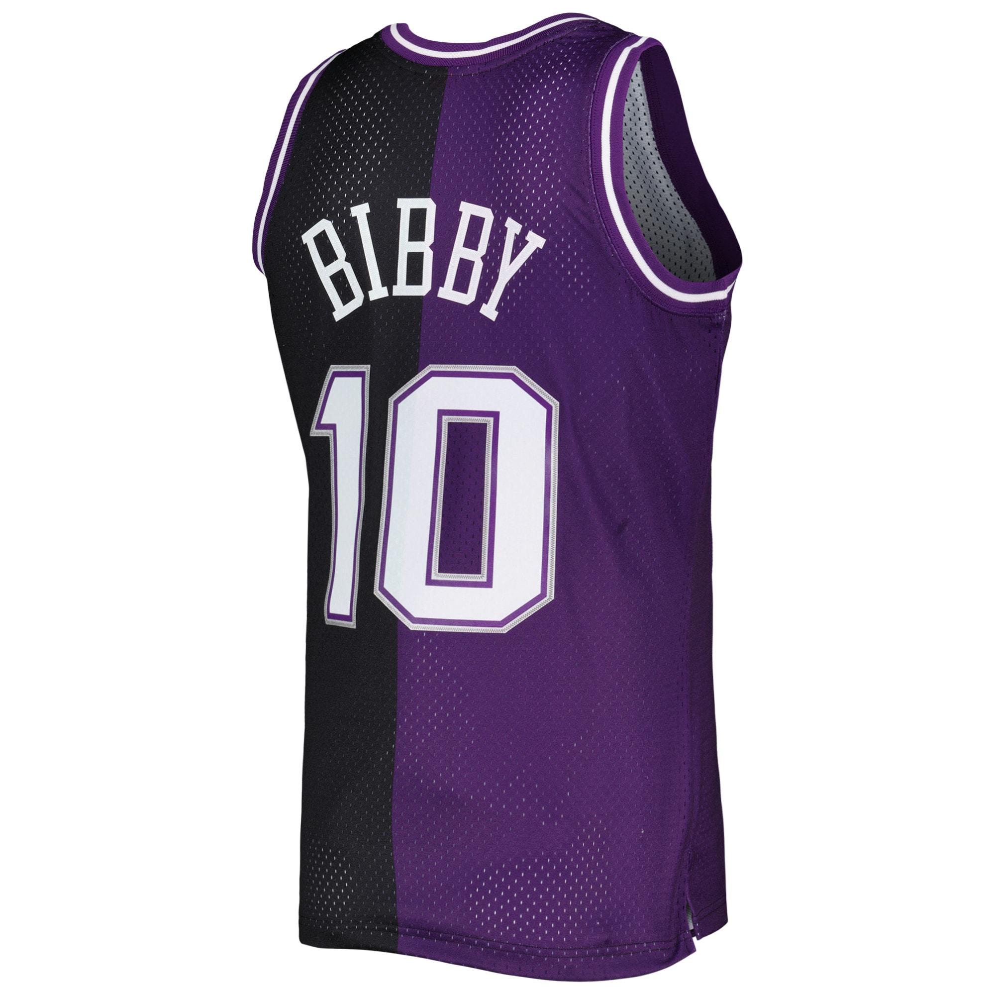 Mike Bibby Sacramento Kings Mitchell & Ness Hardwood Classics 2001/02 Split Swingman Jersey - Purple/Black - vstockx