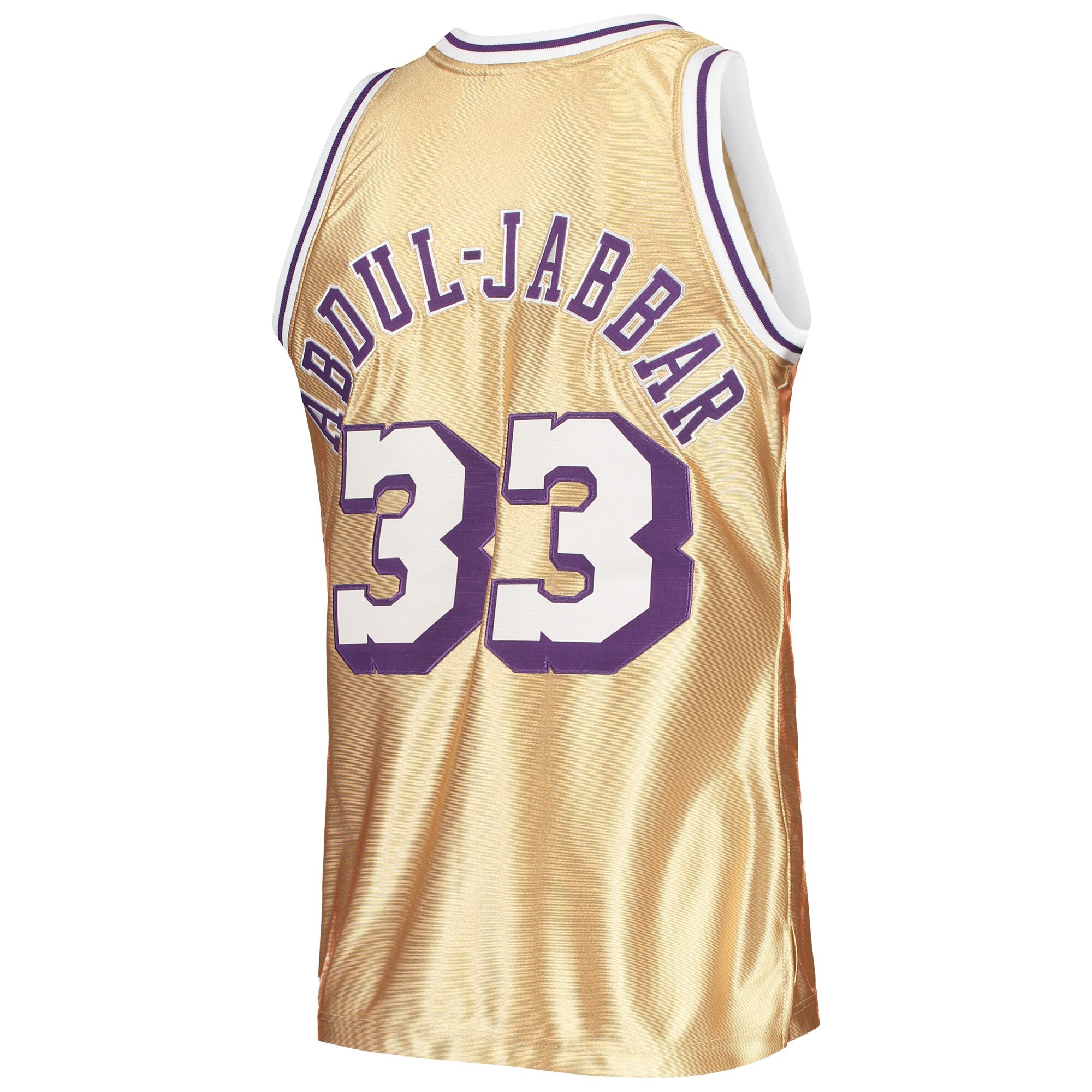 Kareem Abdul-Jabbar Los Angeles Lakers Mitchell & Ness 75th Anniversary 1983/84 Hardwood Classics Swingman Jersey - Gold - vstockx