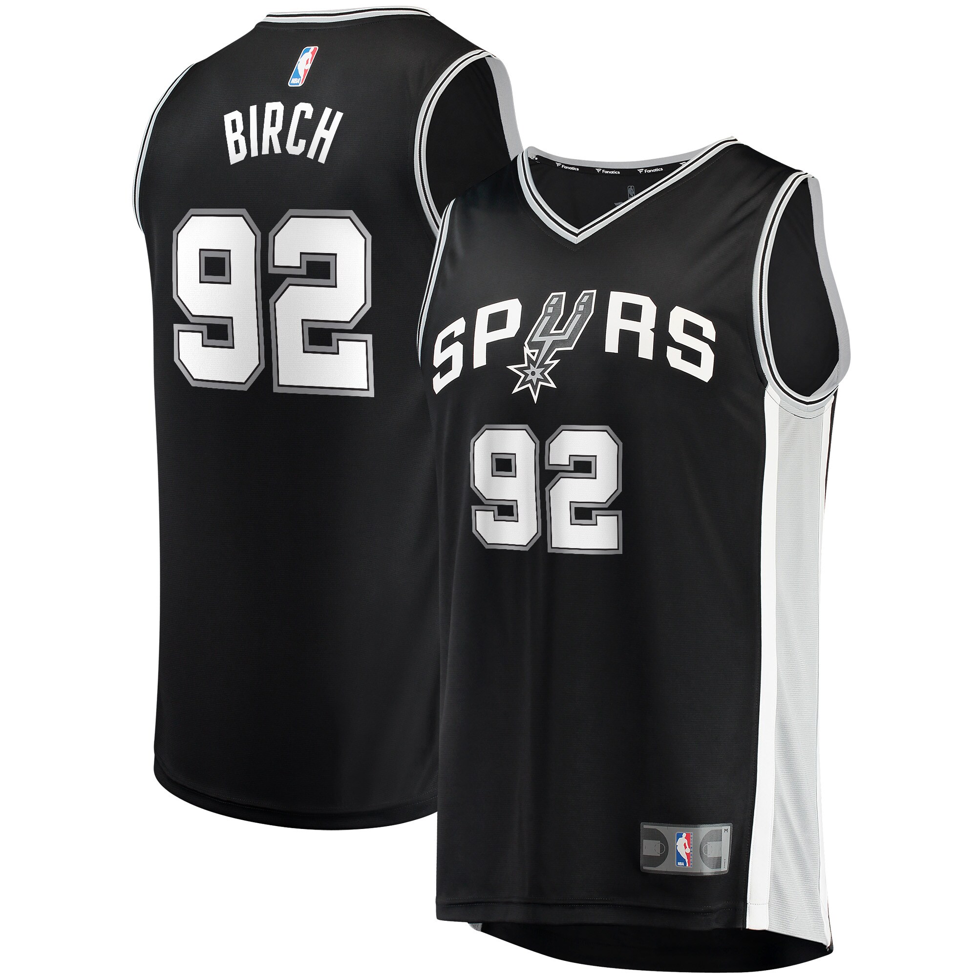 Khem Birch San Antonio Spurs Fanatics Branded Youth Fast Break Player Jersey - Icon Edition - Black - vstockx