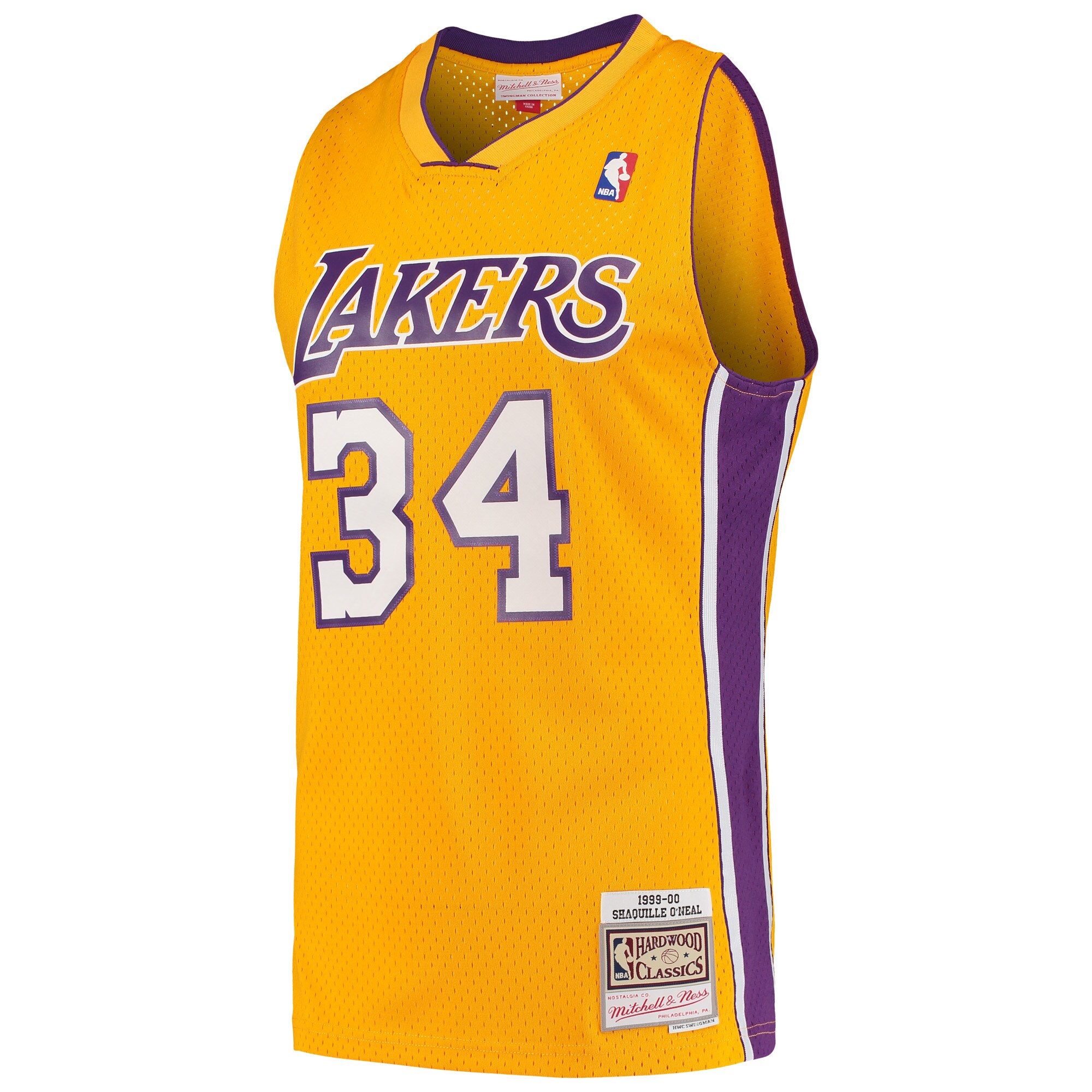 Shaquille O'Neal Los Angeles Lakers Mitchell & Ness Hardwood Classics Swingman Jersey - Gold - vstockx