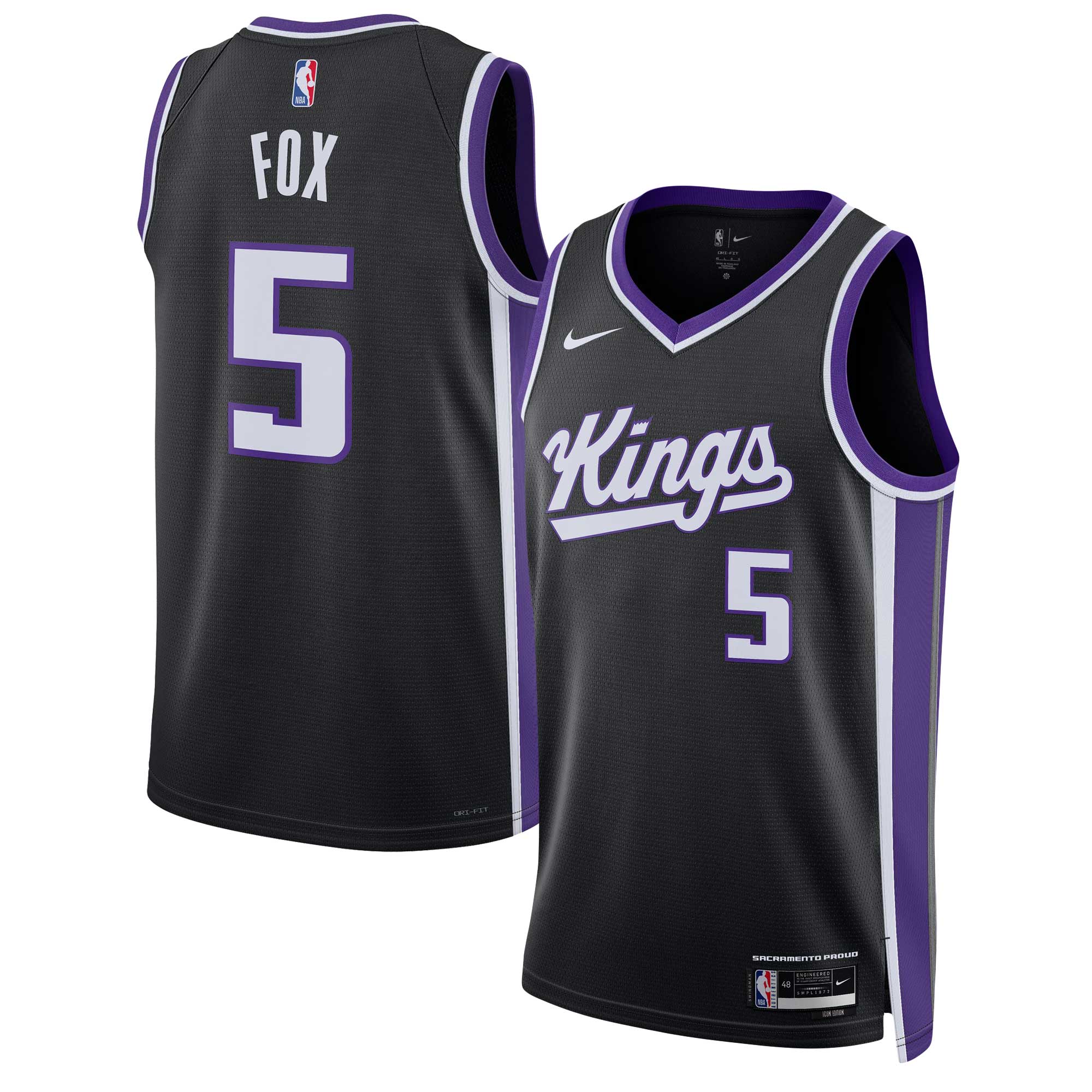 De'Aaron Fox Sacramento Kings Nike Unisex Swingman Jersey - Association Edition - Black - vstockx