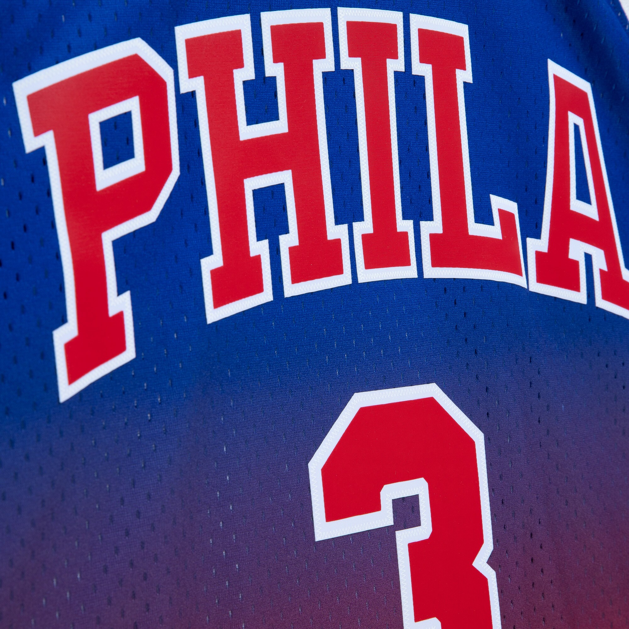 Allen Iverson Philadelphia 76ers Mitchell & Ness 1996/97 Hardwood Classics Fadeaway Swingman Player Jersey - Red/Royal - vstockx