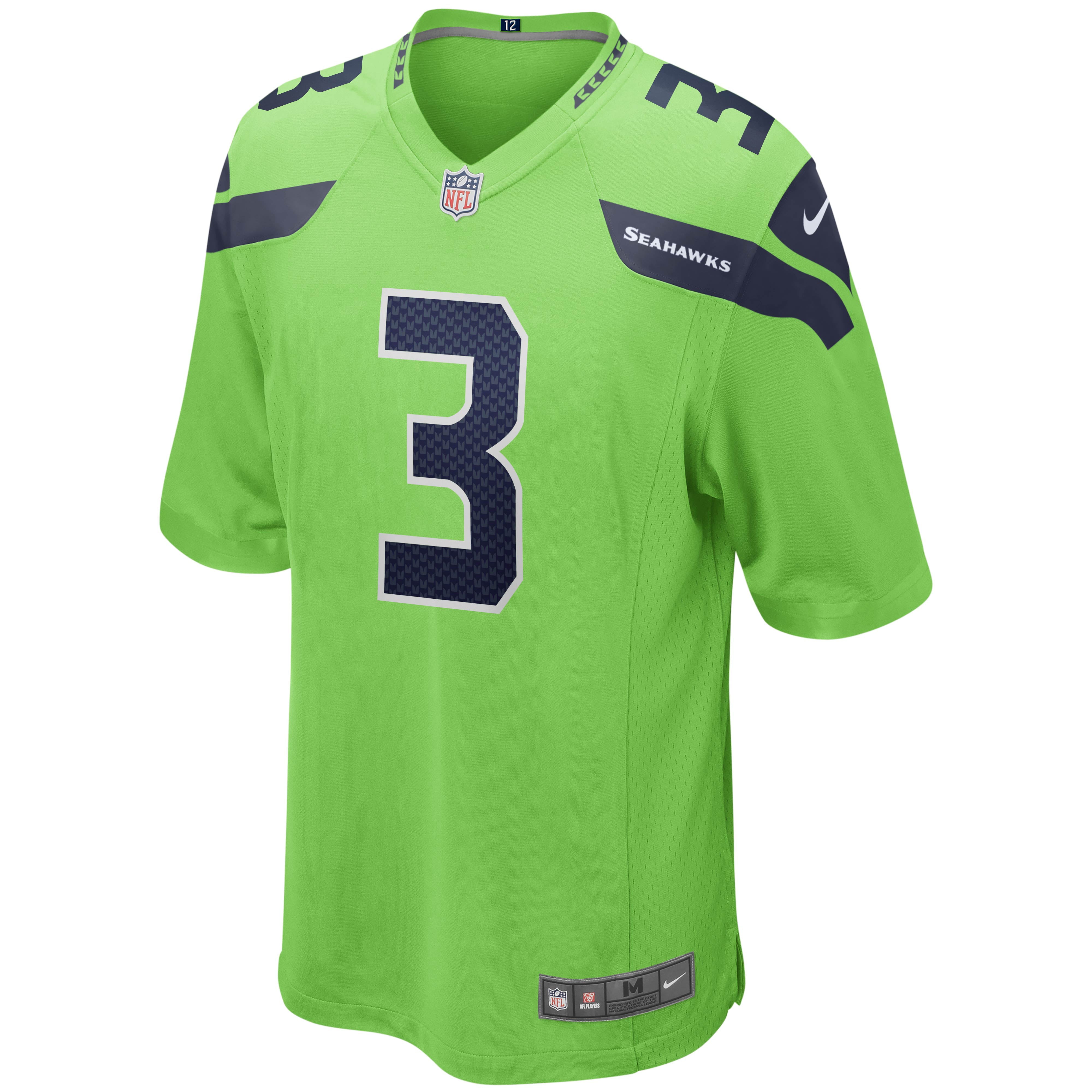 Men's Nike Russell Wilson Neon Green Seattle Seahawks Alternate Game Jersey - vstockx