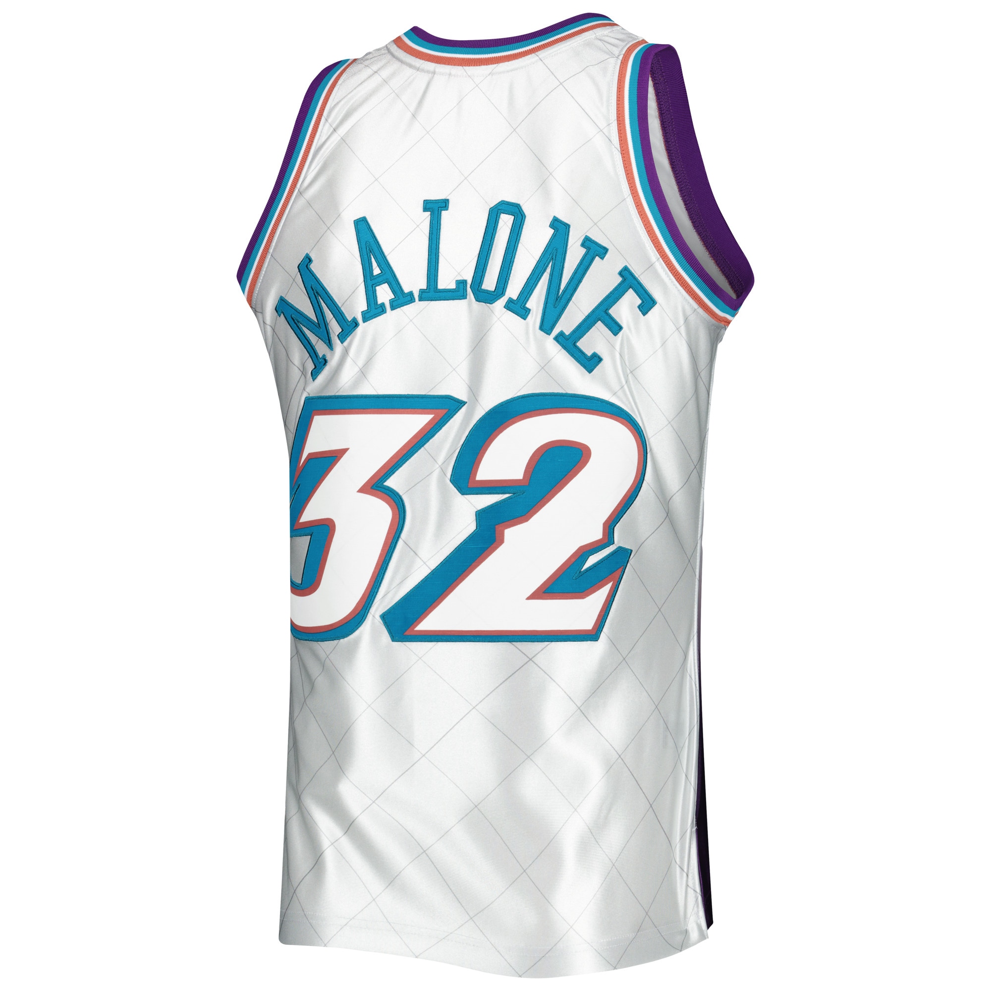 Karl Malone Utah Jazz Mitchell & Ness 1996/97 Hardwood Classics 75th Anniversary Swingman Jersey - Platinum - vstockx