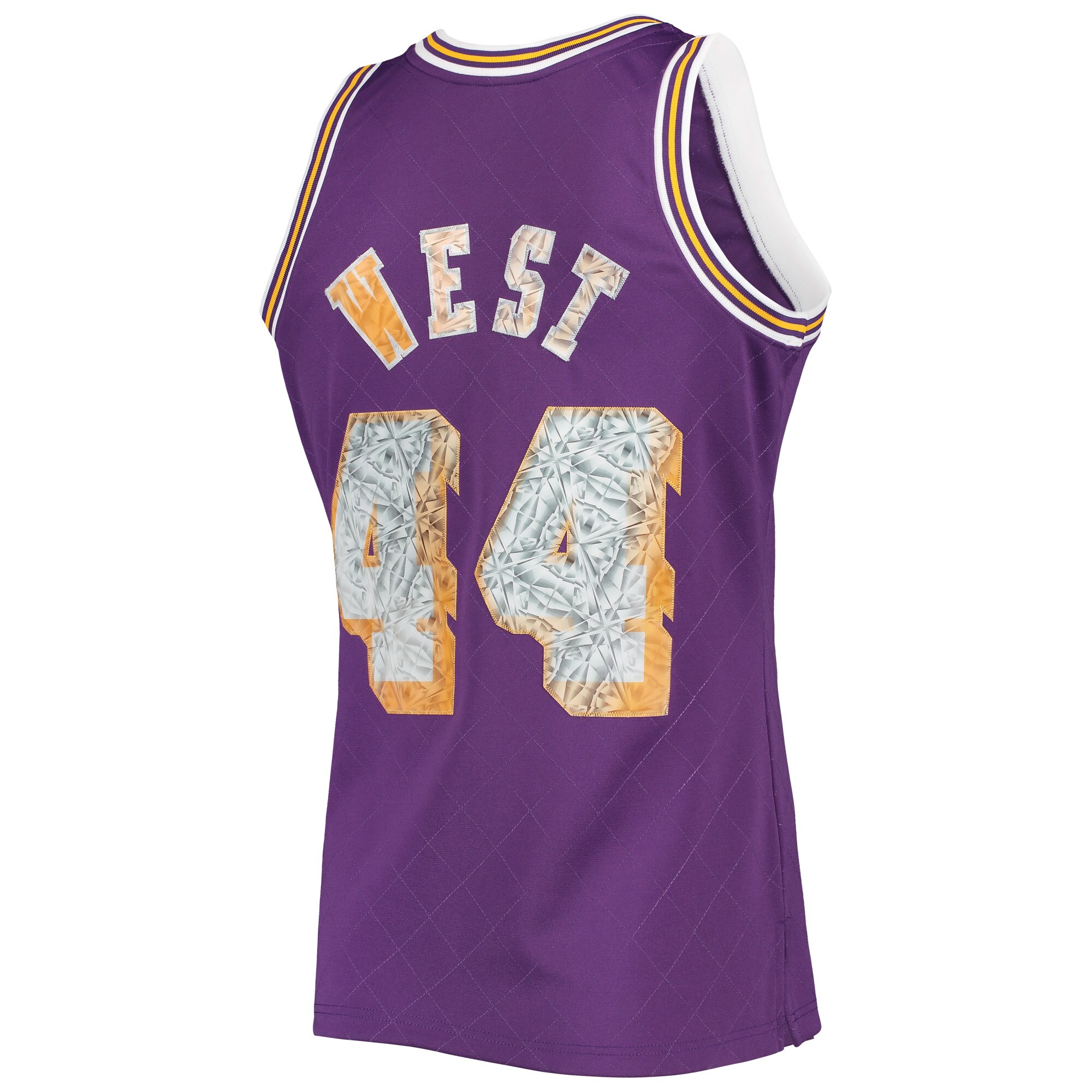 Jerry West Los Angeles Lakers Mitchell & Ness 1996-97 Hardwood Classics NBA 75th Anniversary Diamond Swingman Jersey - Purple - vstockx
