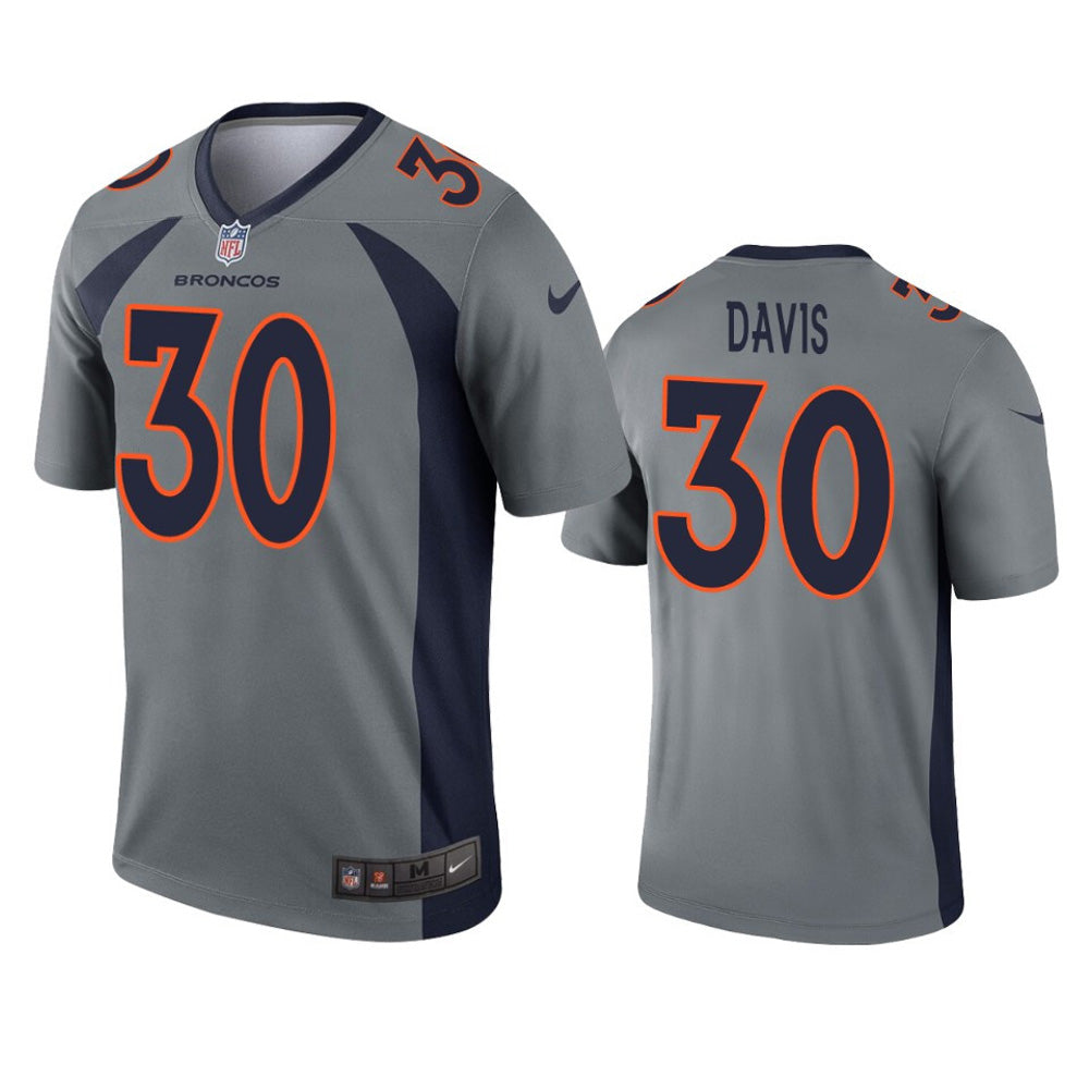 Men's Denver Broncos Terrell Davis Inverted Legend Jersey - Gray - vstockx
