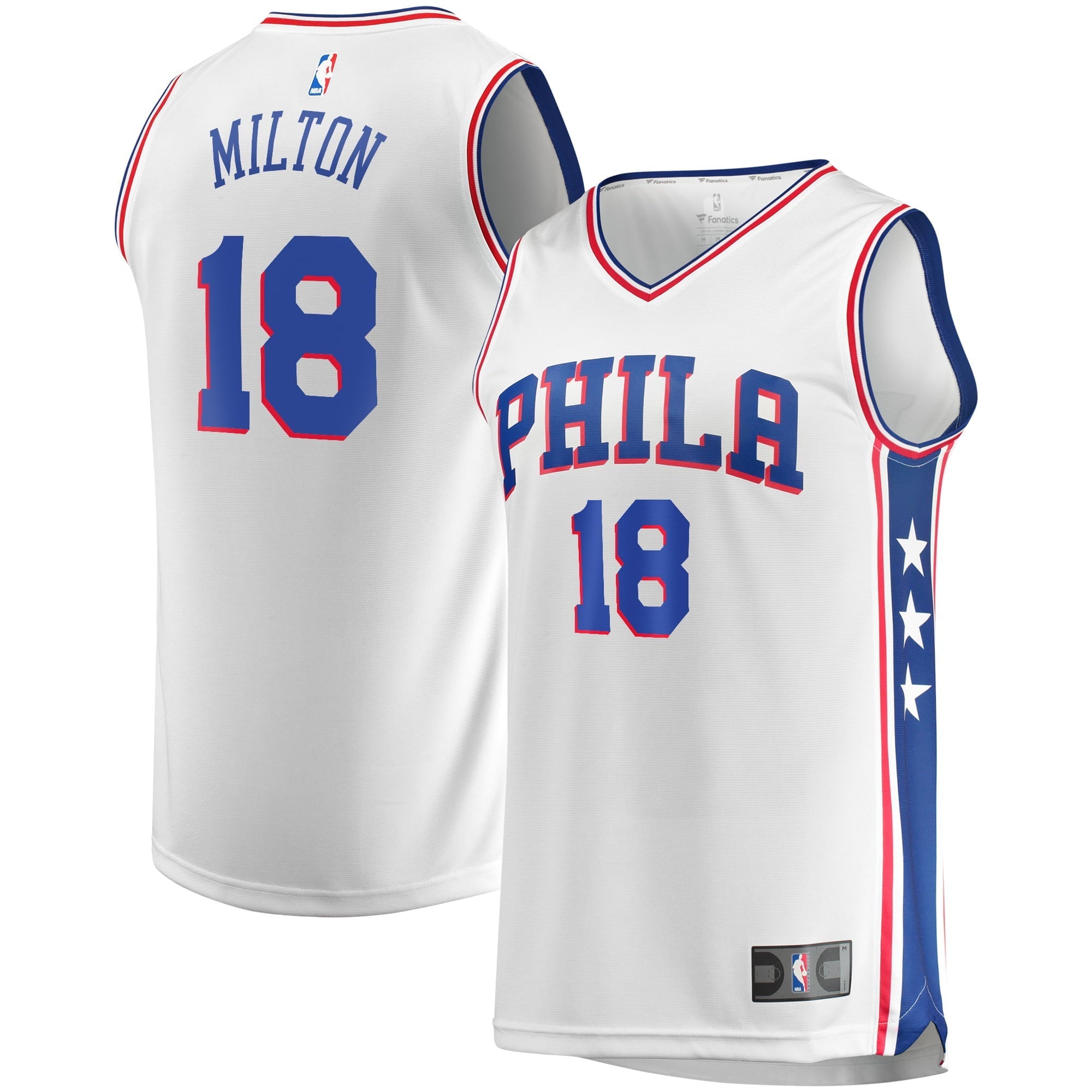 Men's Fanatics Branded Shake Milton White Philadelphia 76ers Fast Break Replica Player Team Jersey - Association Edition - vstockx