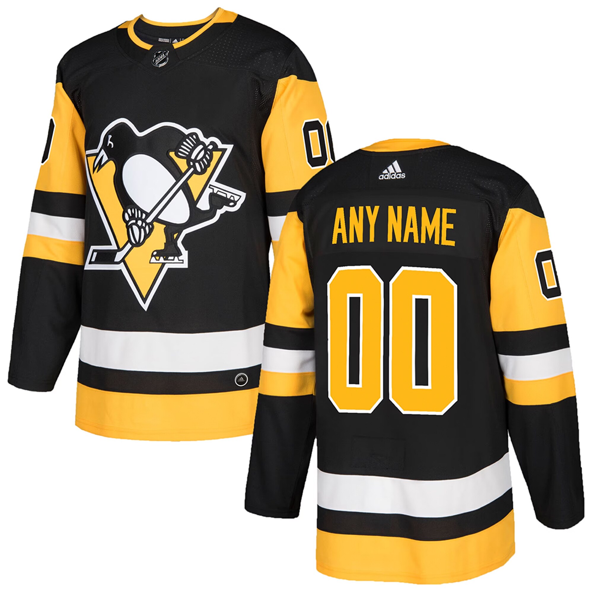 Pittsburgh Penguins adidas Authentic Custom Jersey - Black - vstockx