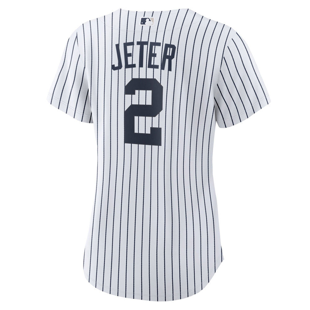 Women's New York Yankees Derek Jeter Home Player Name Jersey - White/Navy - vstockx