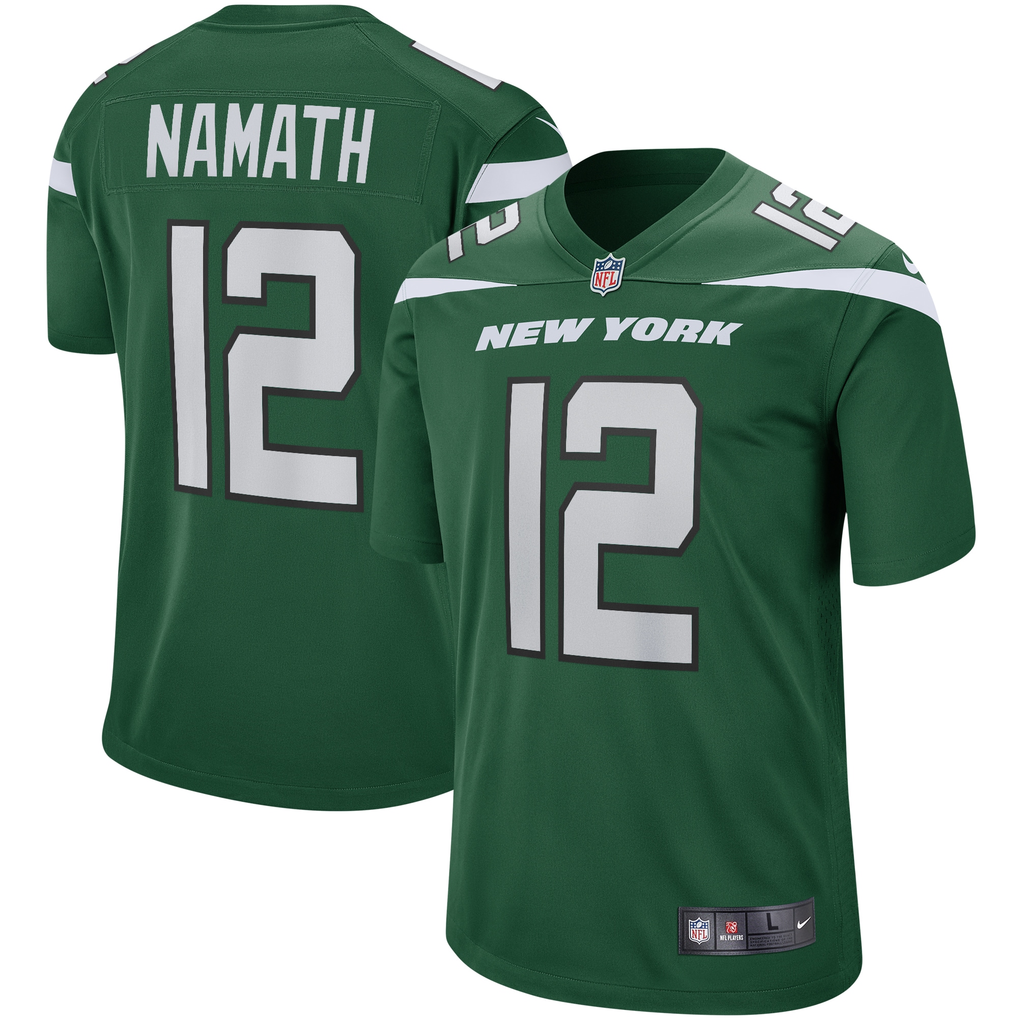 Joe Namath New York Jets Nike Game Retired Player Jersey - Gotham Green - vstockx