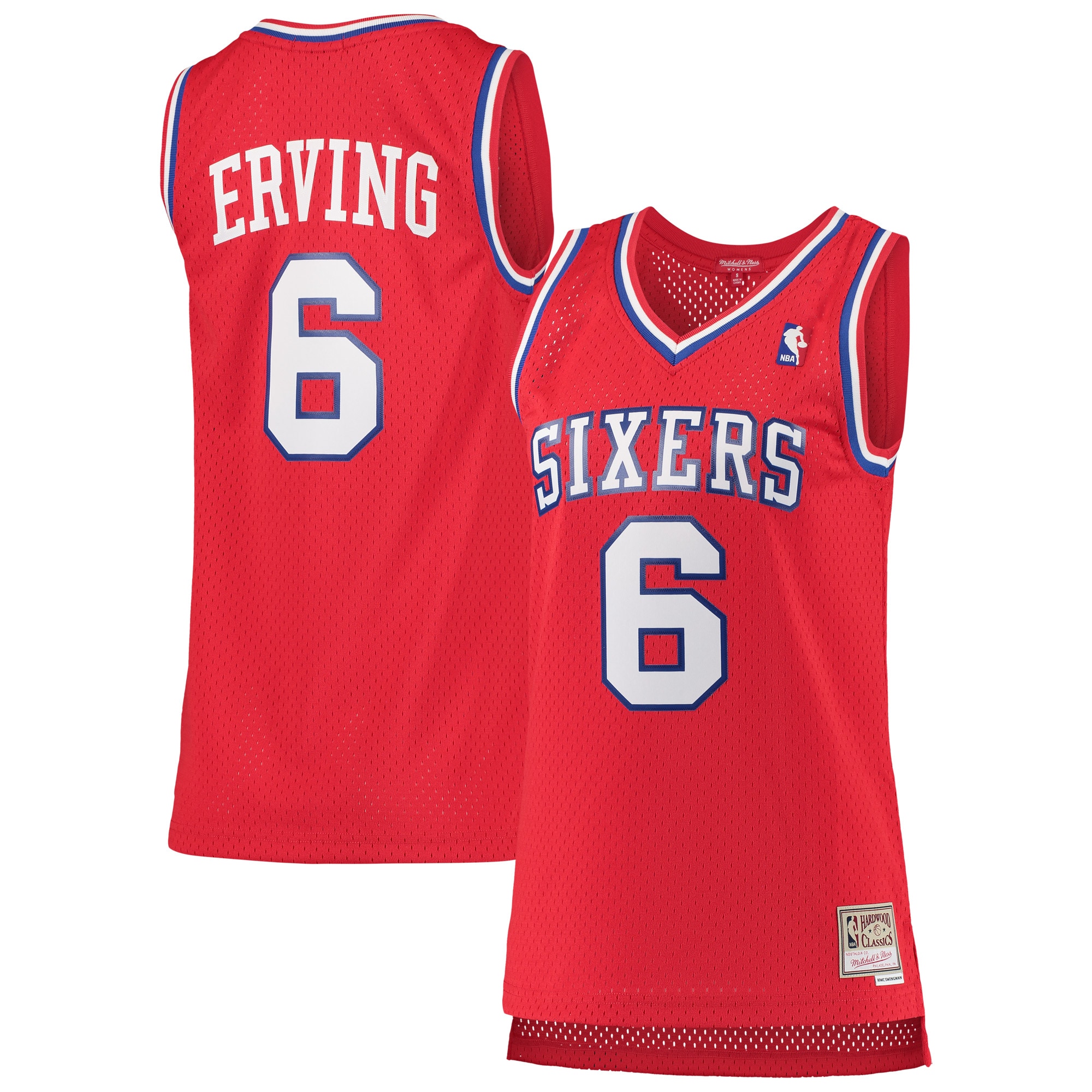 Julius Erving Philadelphia 76ers Mitchell & Ness Women's 1982/83 Hardwood Classics Swingman Jersey - Red - vstockx