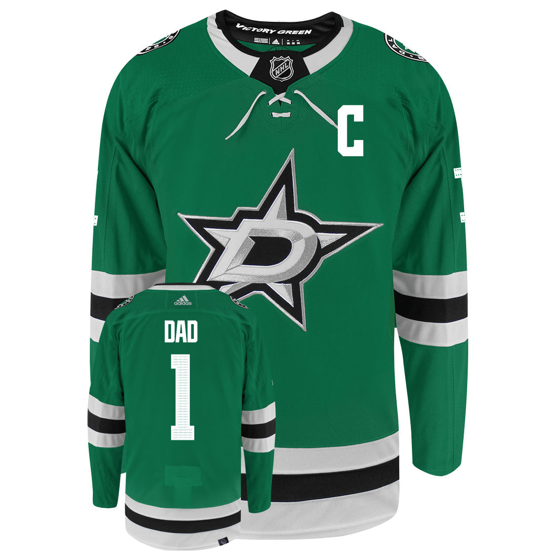 Dallas Stars Dad Number One Adidas Primegreen Authentic NHL Hockey Jersey - vstockx