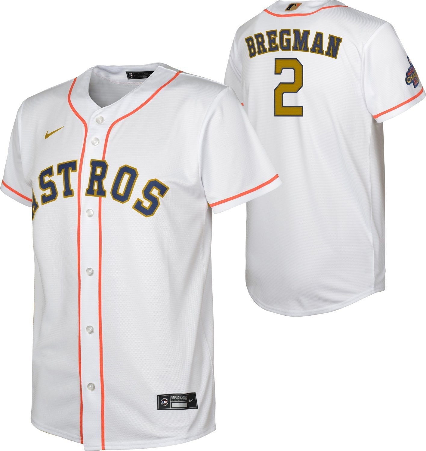 Nike Youth Houston Astros Gold Alex Bregman Replica Jersey - vstockx