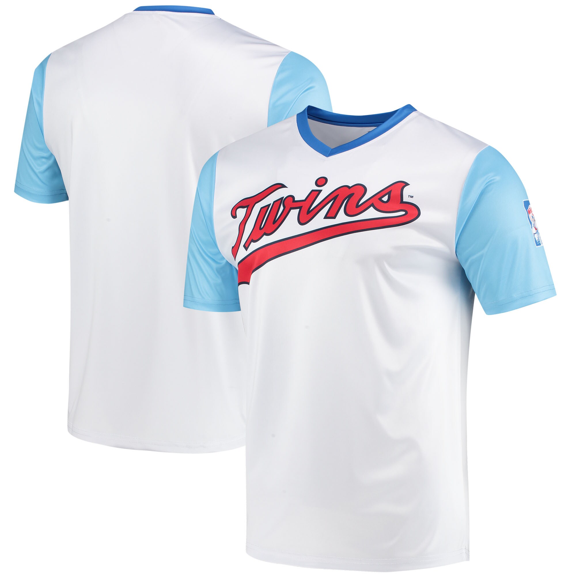 Minnesota Twins Stitches Cooperstown Collection Wordmark V-Neck Jersey - White - vstockx