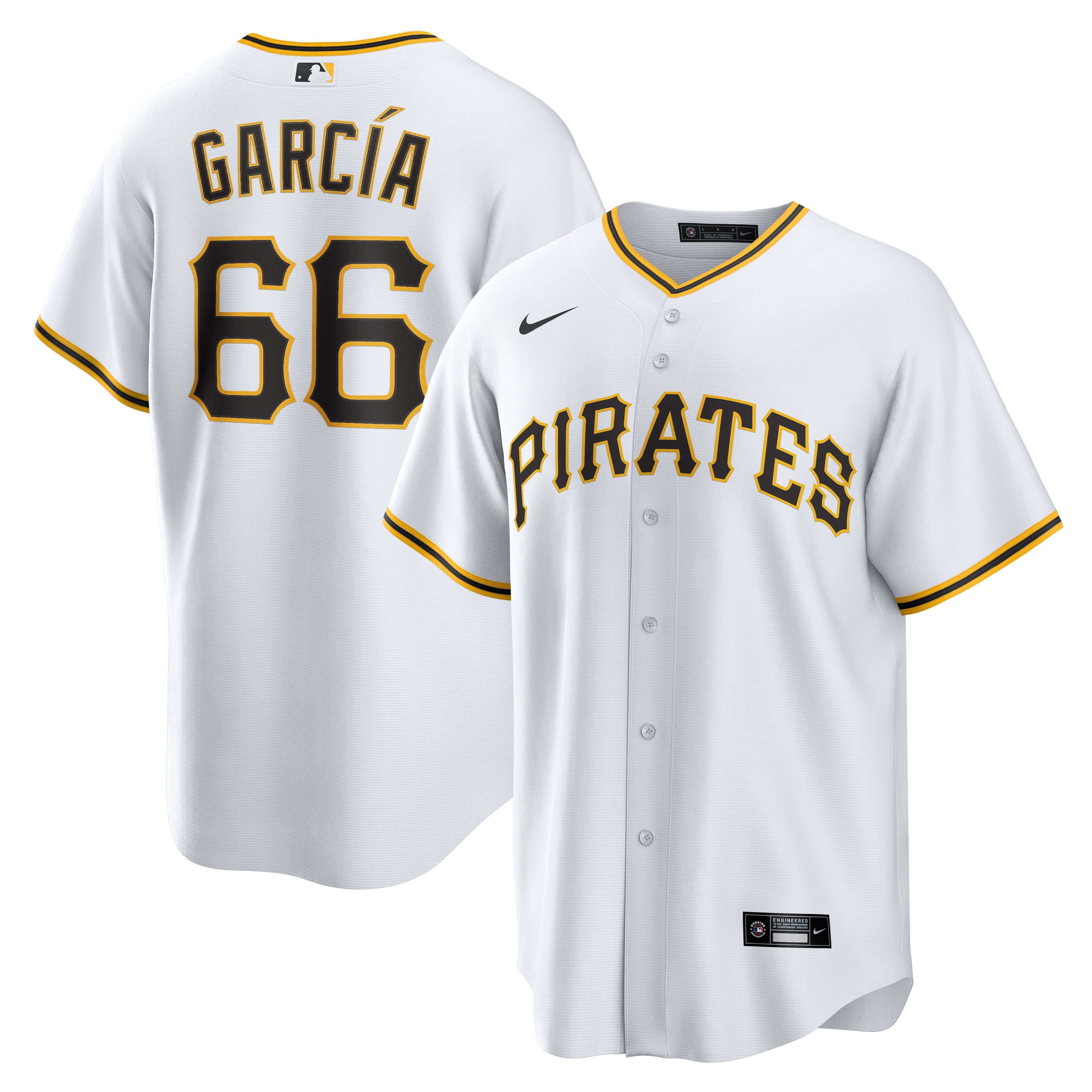 Jarlin Garcia Pittsburgh Pirates Nike Home Replica Player Jersey - White - vstockx