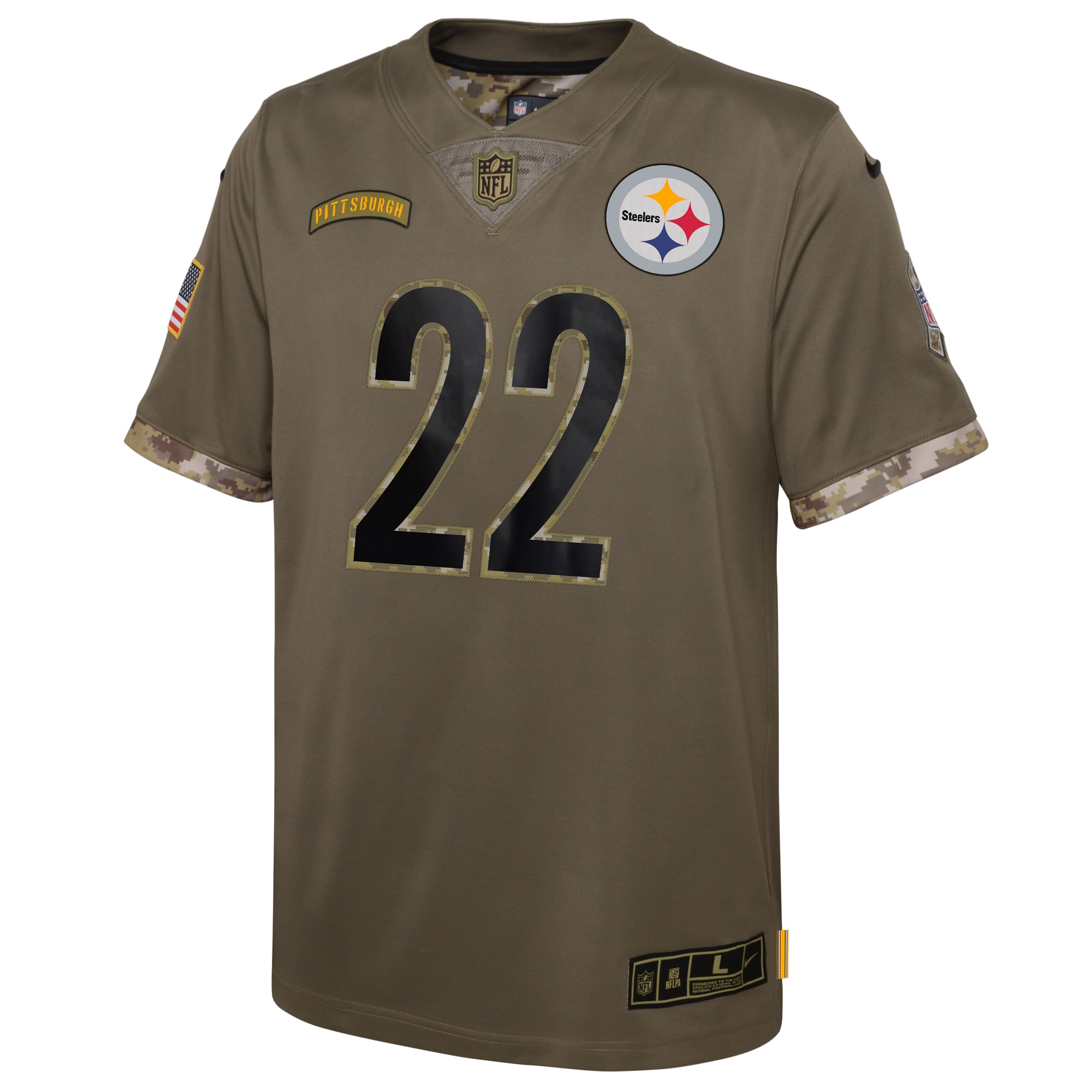 Najee Harris Pittsburgh Steelers Nike Youth 2022 Salute To Service Player Limited Jersey - Olive - vstockx