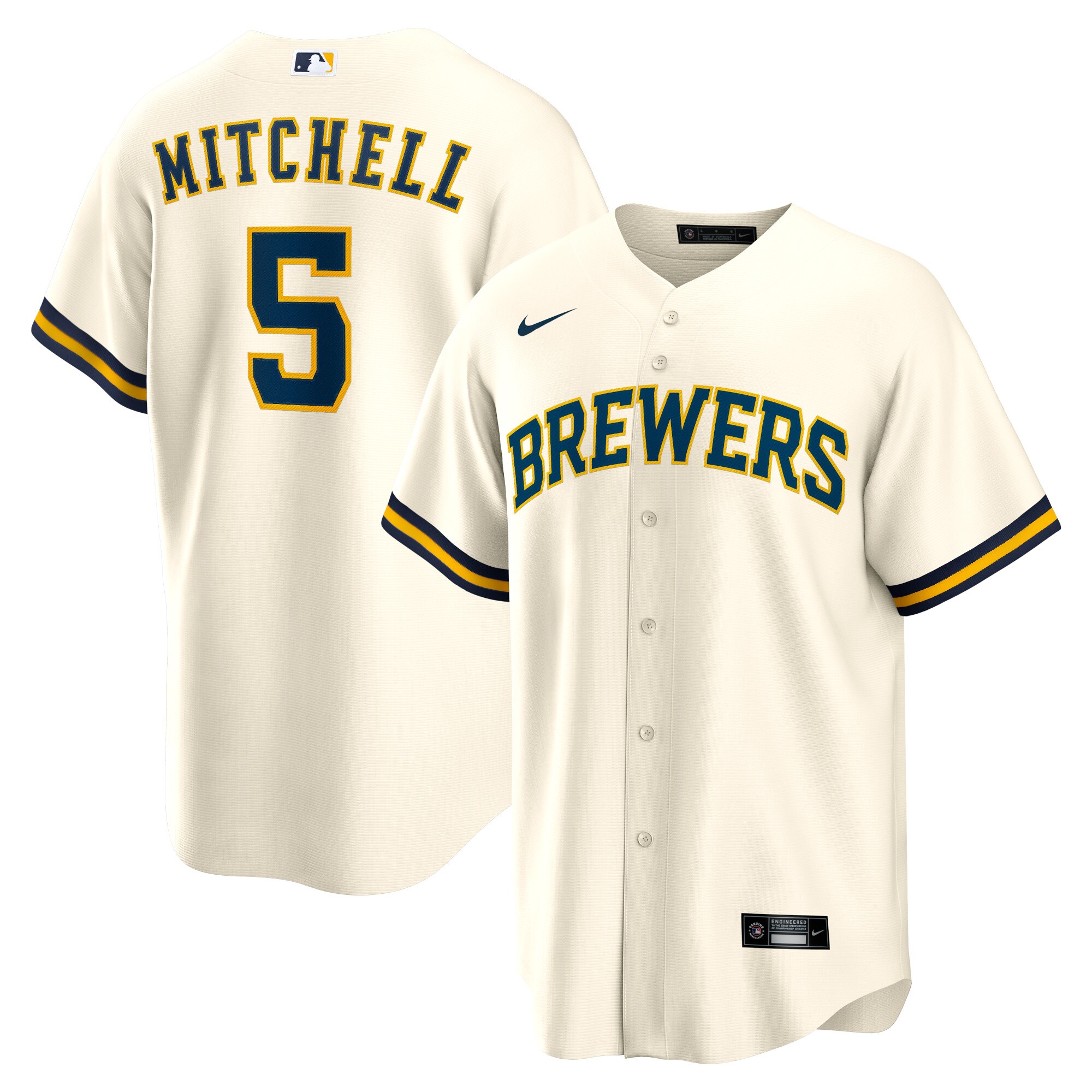 Garrett Mitchell Milwaukee Brewers Nike Replica Player Jersey - Cream - vstockx
