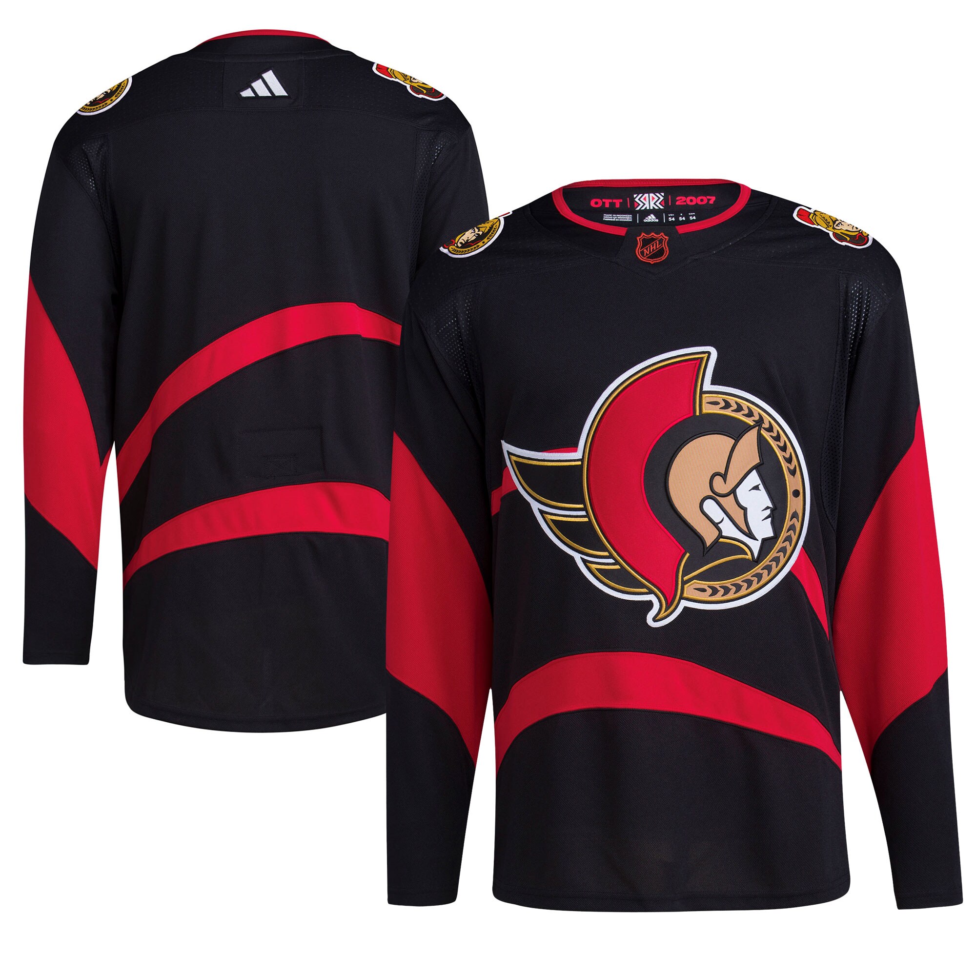 Ottawa Senators adidas Reverse Retro 2.0 Authentic Blank Jersey - Black - vstockx