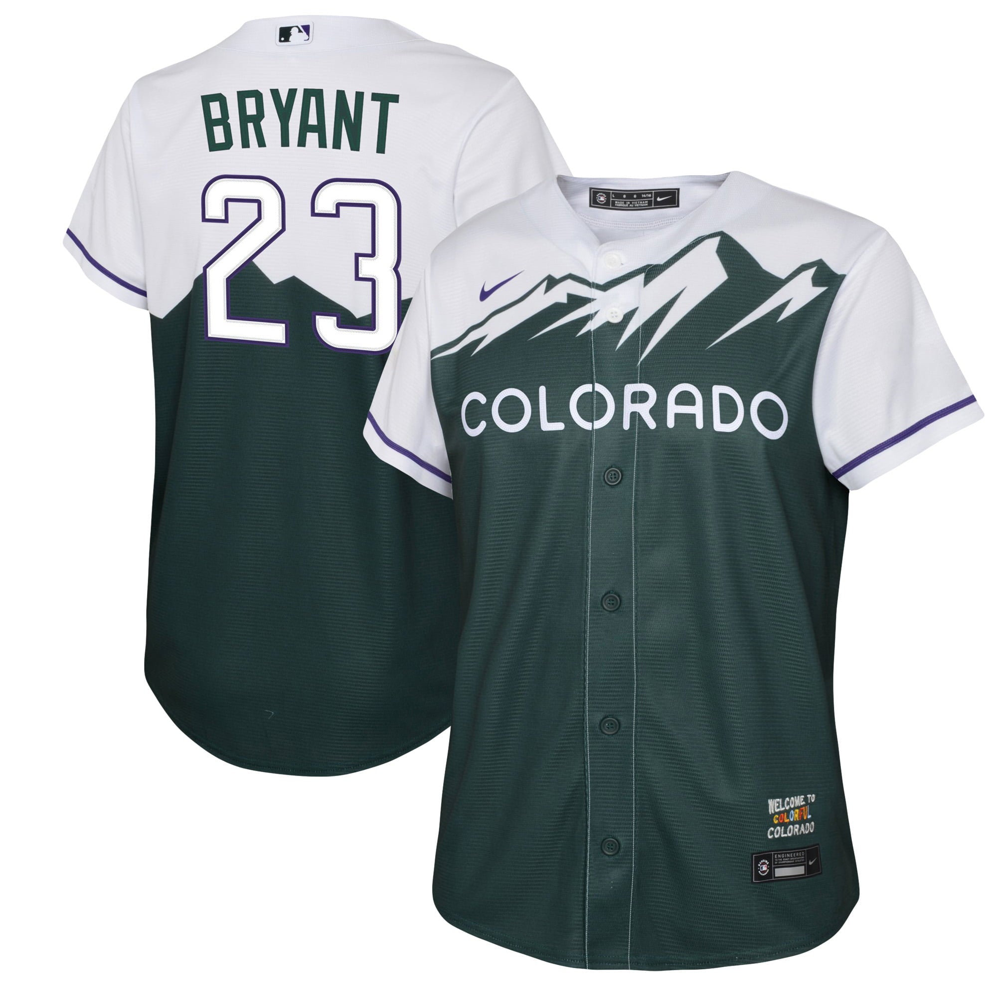 Youth Nike Kris Bryant Green Colorado Rockies 2022 City Connect Replica Player Jersey - vstockx