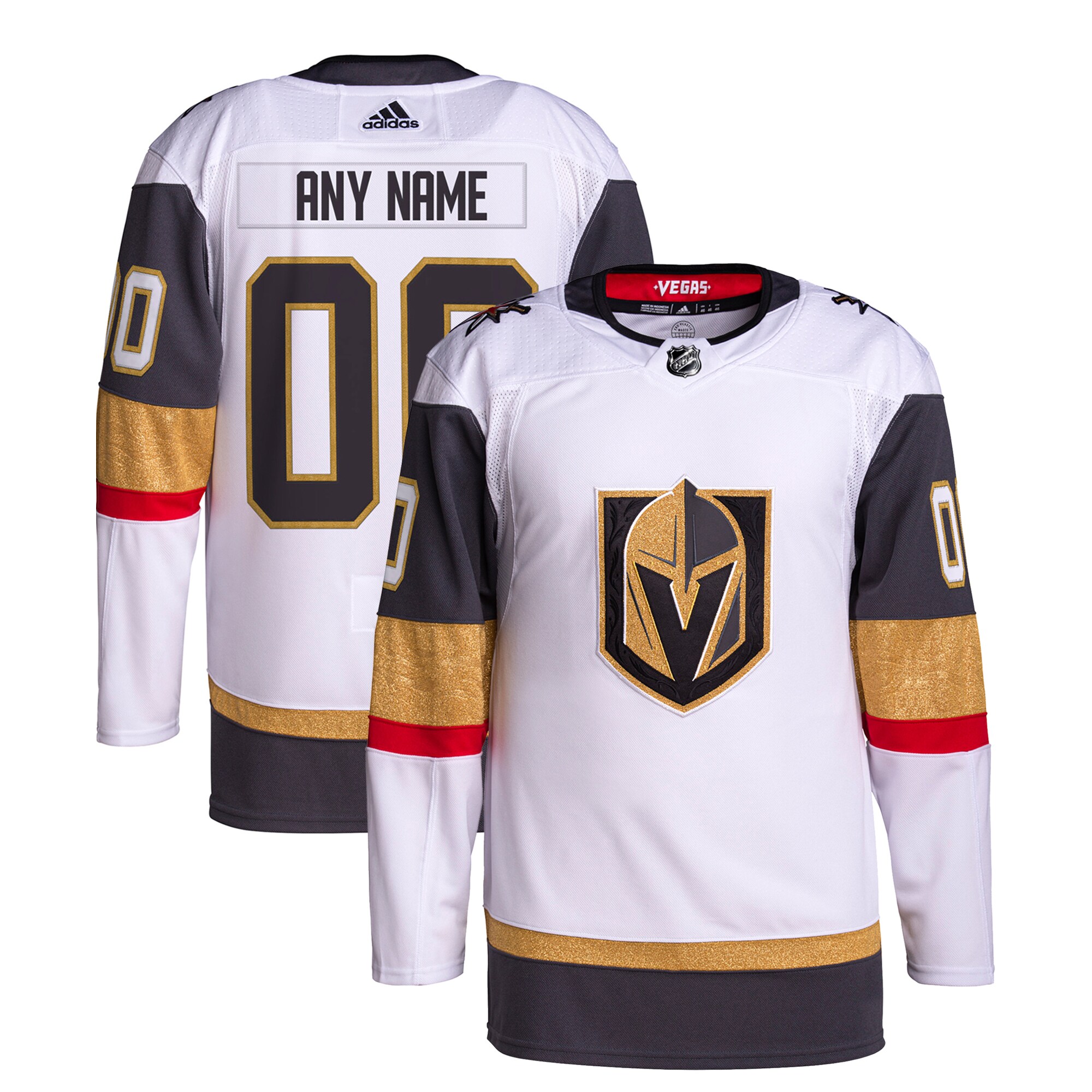 Vegas Golden Knights adidas Away Custom Primegreen Authentic Pro Jersey White - vstockx