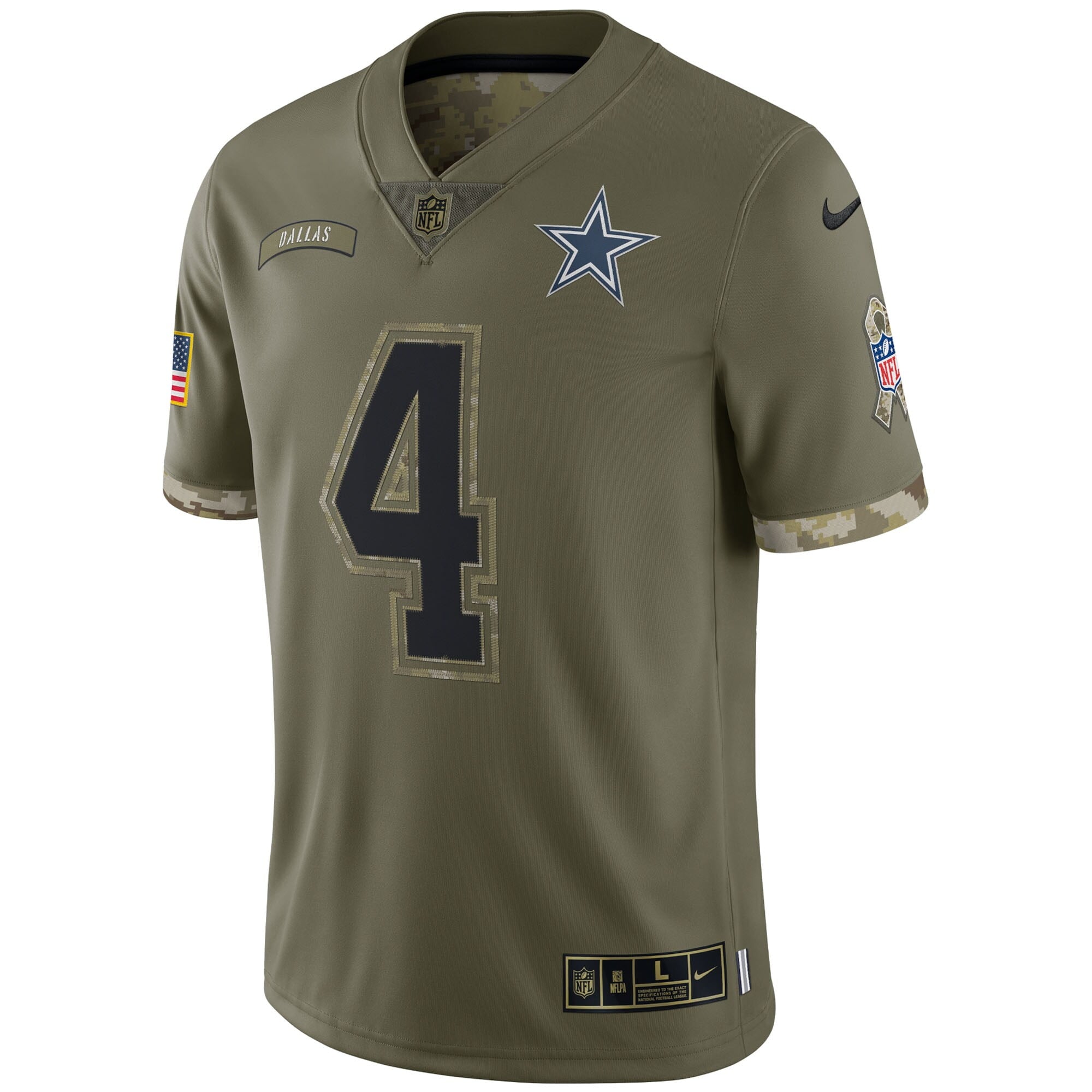 Men's Nike Dak Prescott Olive Dallas Cowboys 2022 Salute To Service Limited Jersey - vstockx
