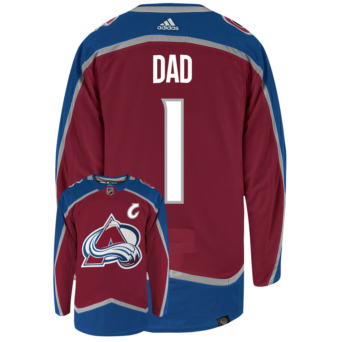 Colorado Avalanche Dad Number One Adidas Primegreen Authentic NHL Hockey Jersey - vstockx