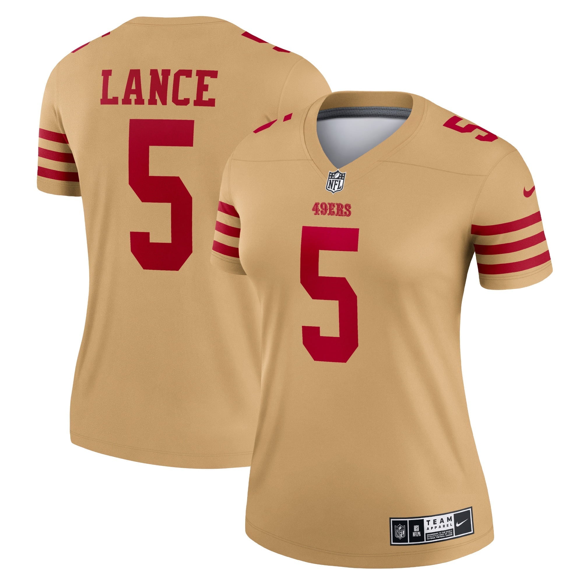 Women's Nike Trey Lance Gold San Francisco 49ers Team Inverted Legend Jersey - vstockx