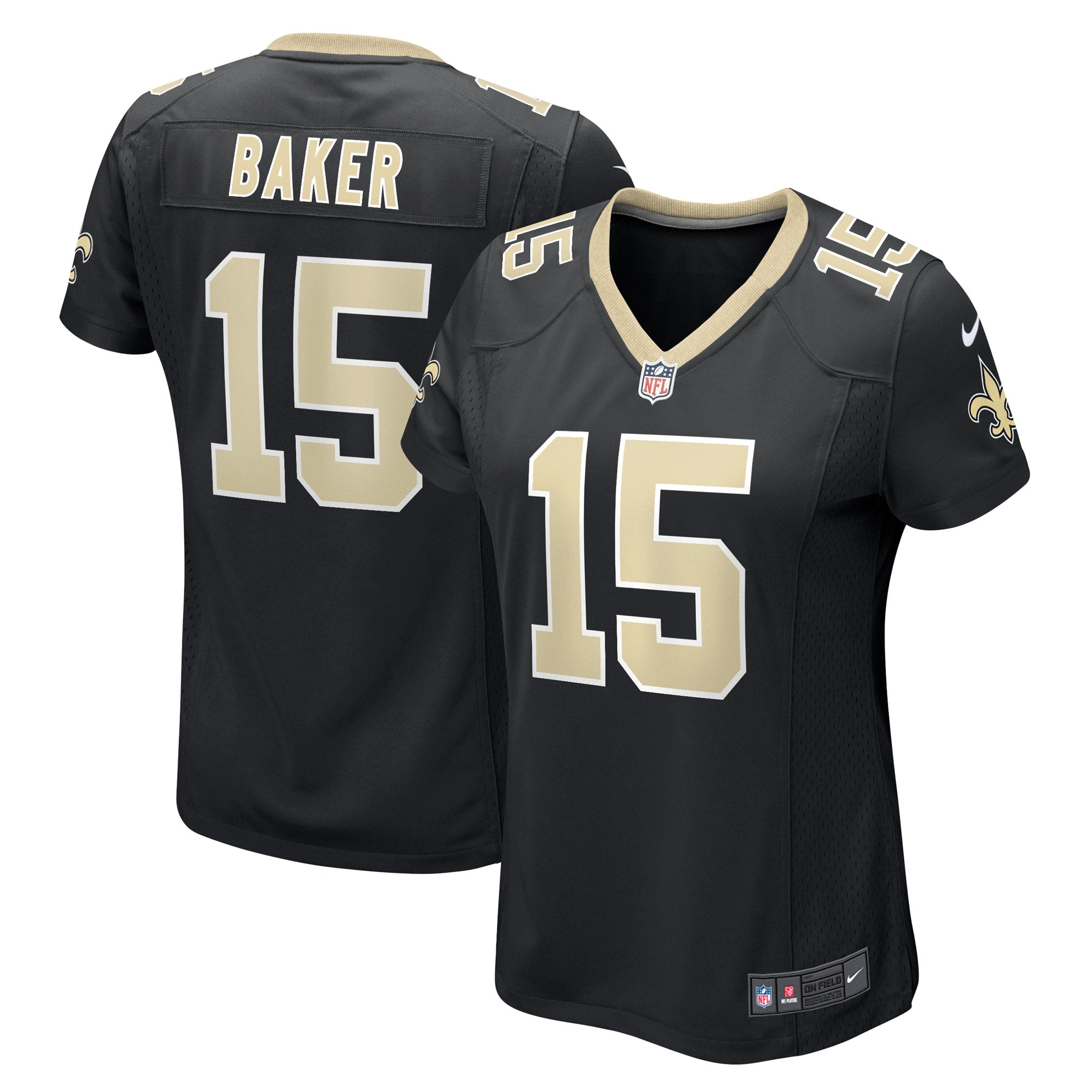 Women's Nike Kawaan Baker Black New Orleans Saints Game Player Jersey - vstockx