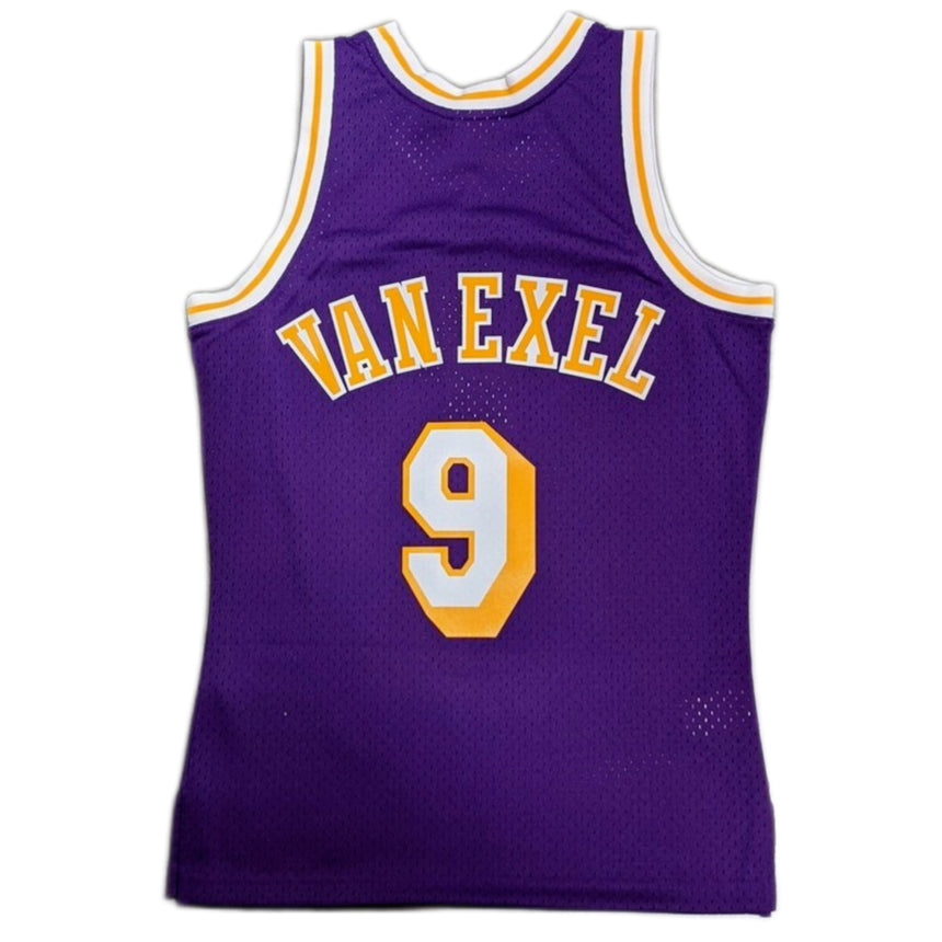 Men's Mitchell & Ness Nick Van Exel Los Angeles Lakers Purple 1996-97 Hardwood Classics Swingman Jersey - vstockx