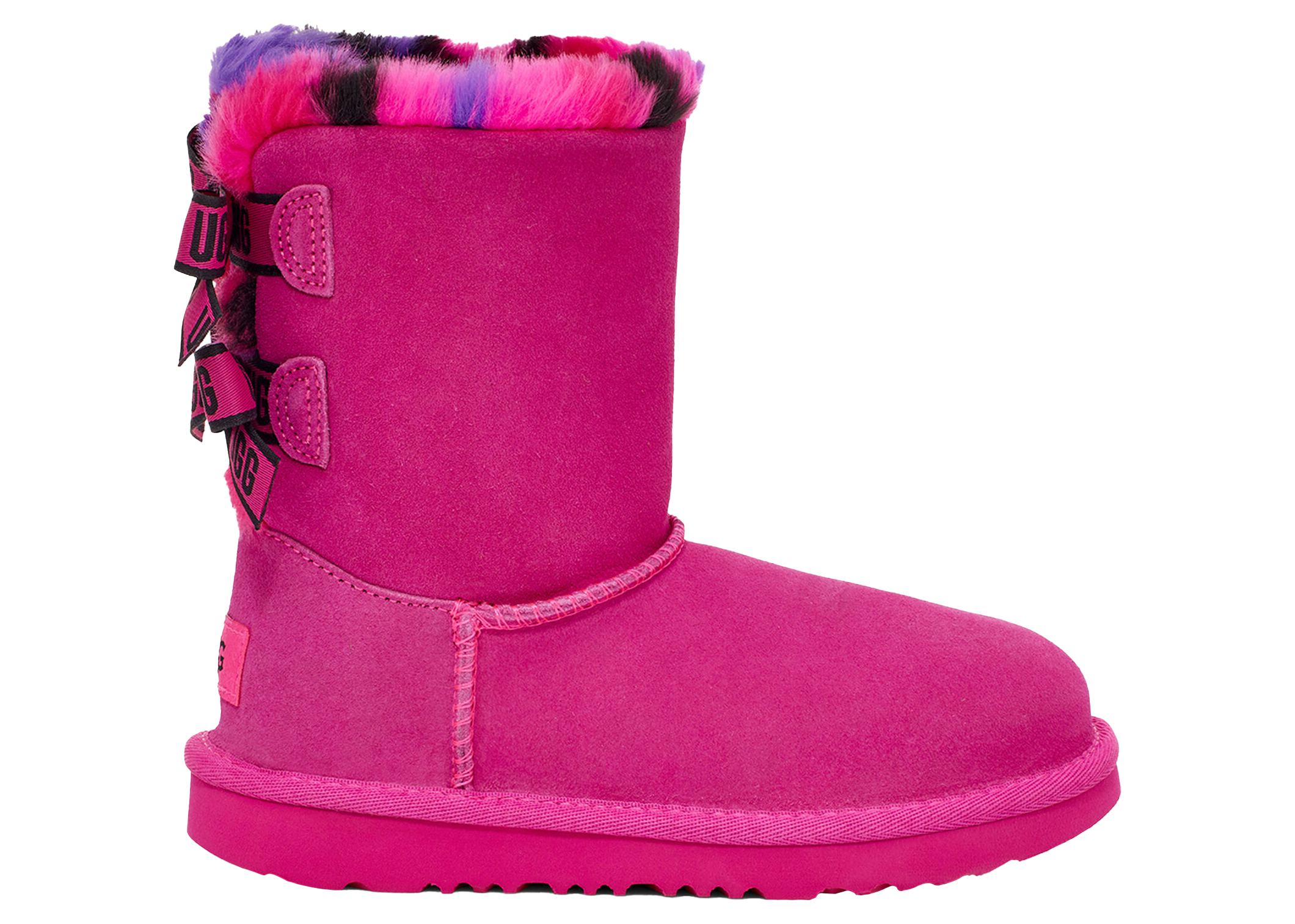 UGG Bailey Bow Plaid Punk Boot Rock Rose (Kids) - vstockx