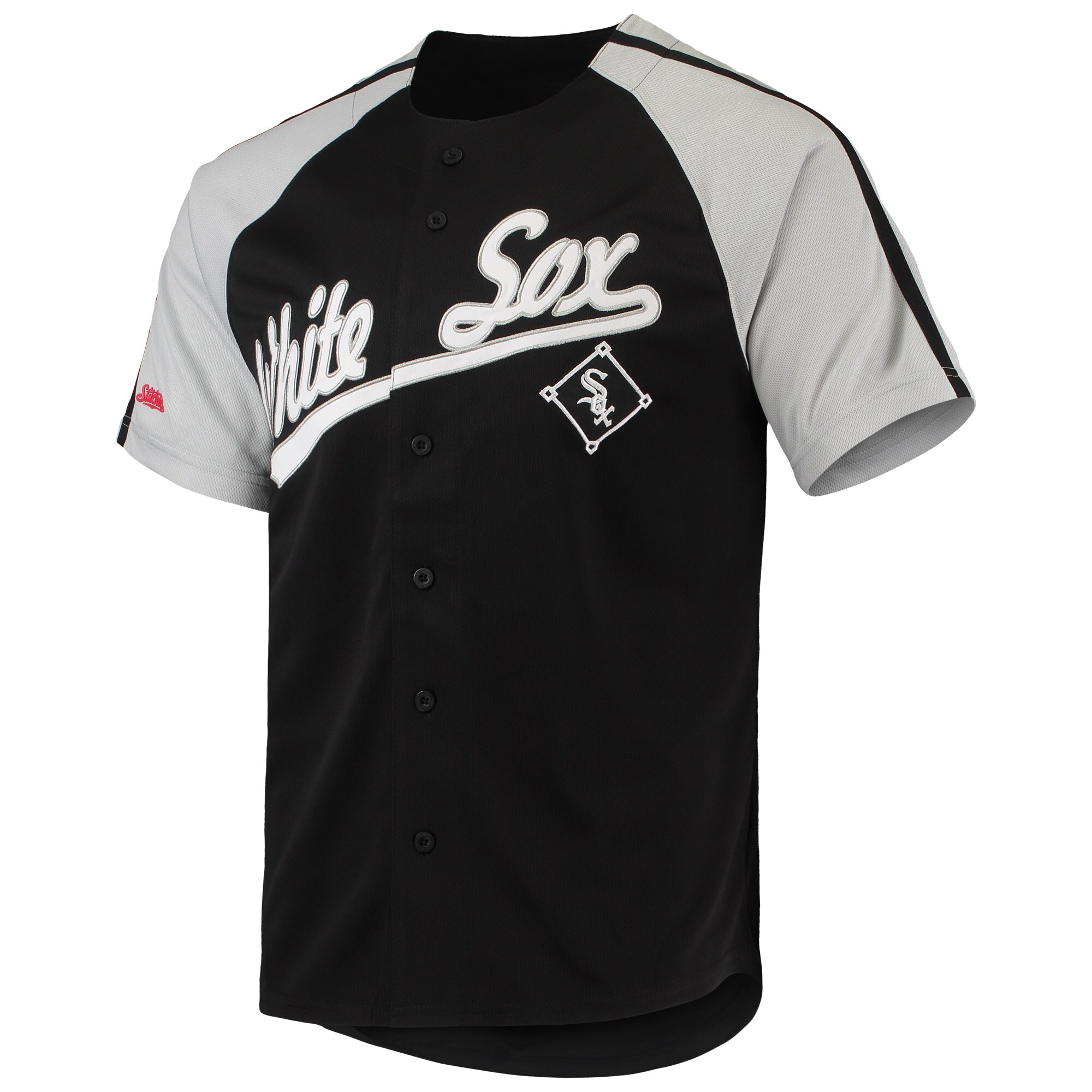 Chicago White Sox Stitches Button-Down Raglan Replica Jersey - Black - vstockx