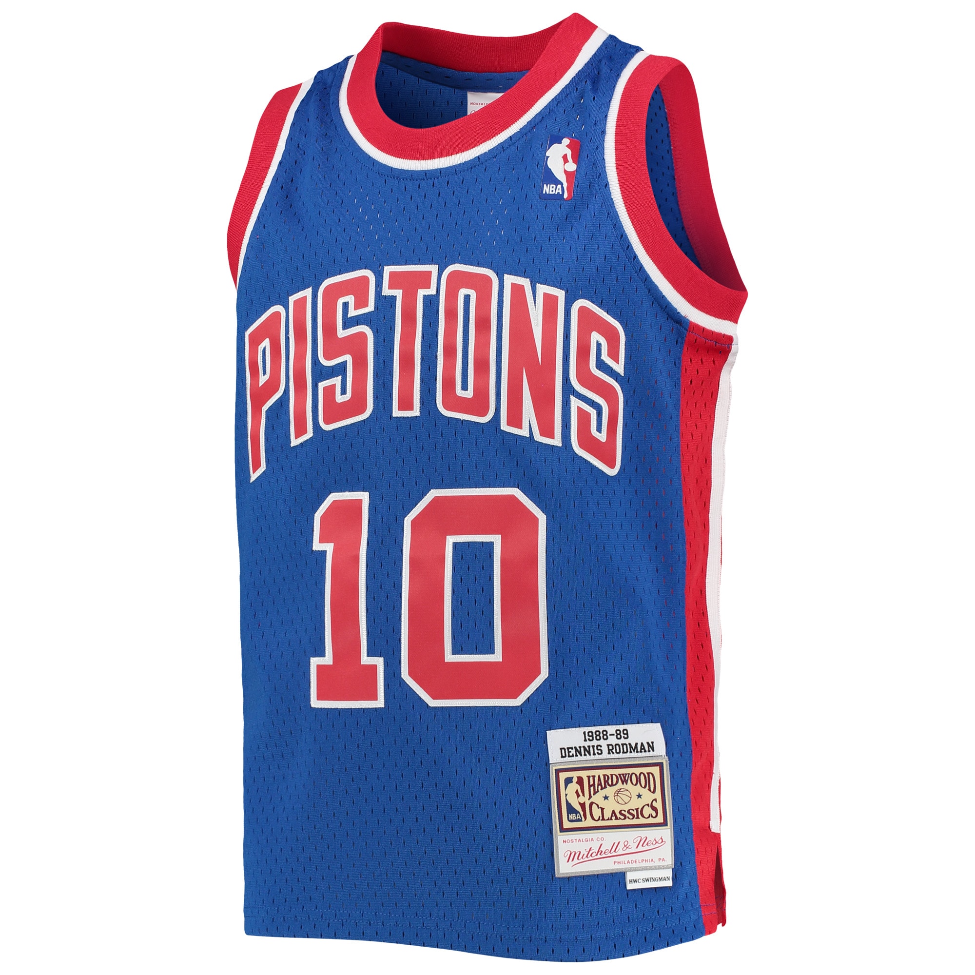 Dennis Rodman Detroit Pistons Mitchell & Ness Youth 1988/89 Hardwood Classics Swingman Jersey - Blue - vstockx