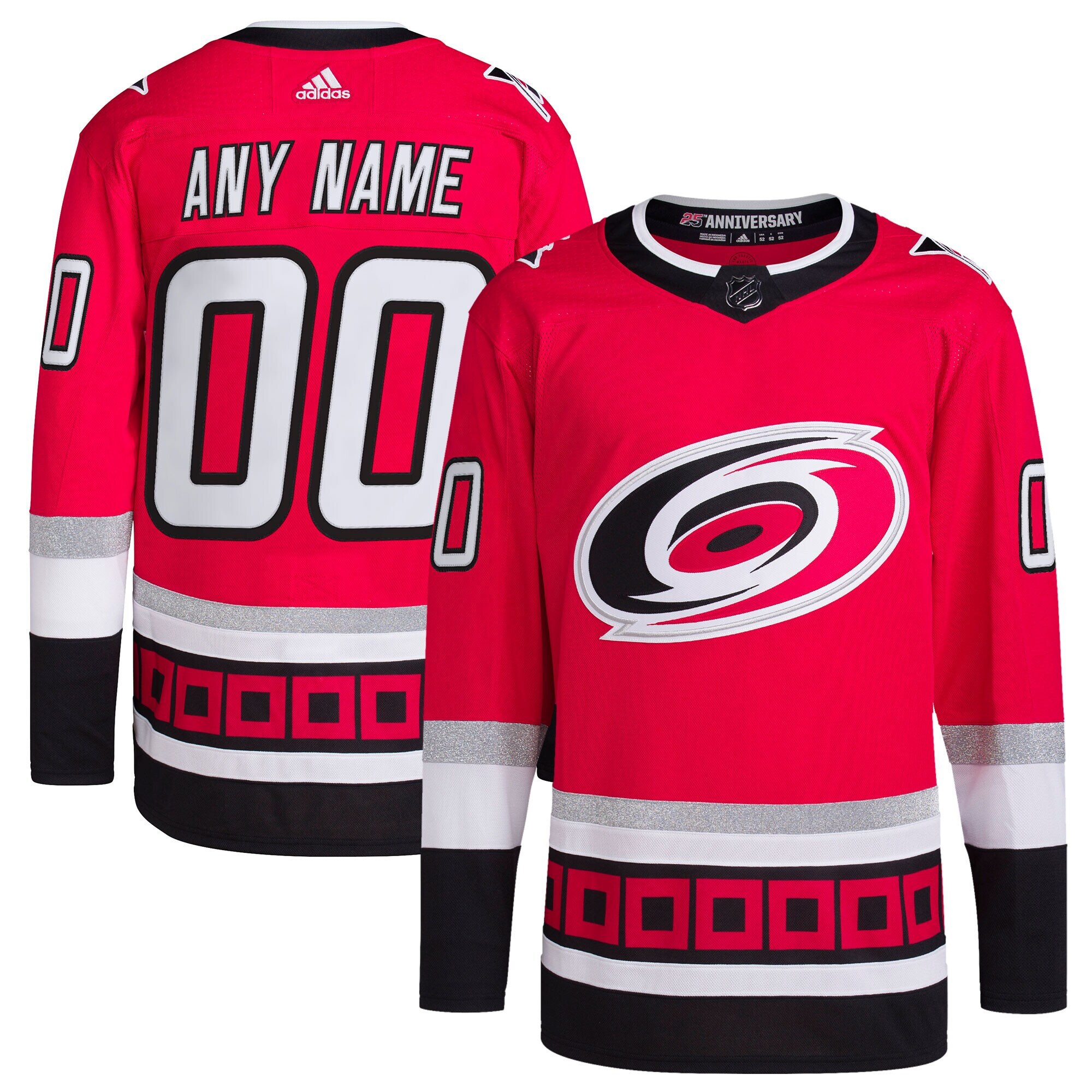 Carolina Hurricanes adidas 25th Anniversary Primegreen Authentic Pro Custom Jersey - Red - vstockx