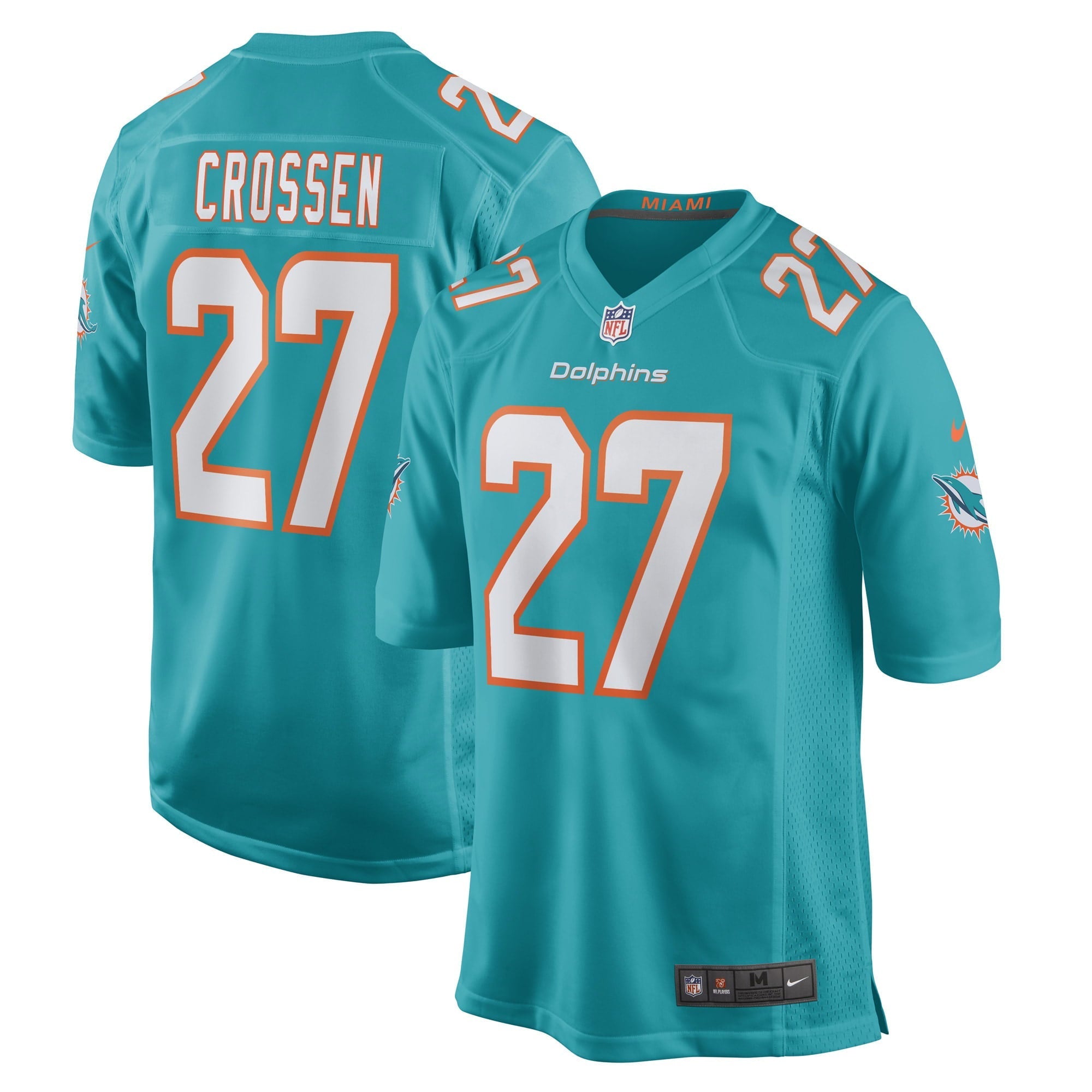 Men's Nike Keion Crossen Aqua Miami Dolphins Game Player Jersey - vstockx