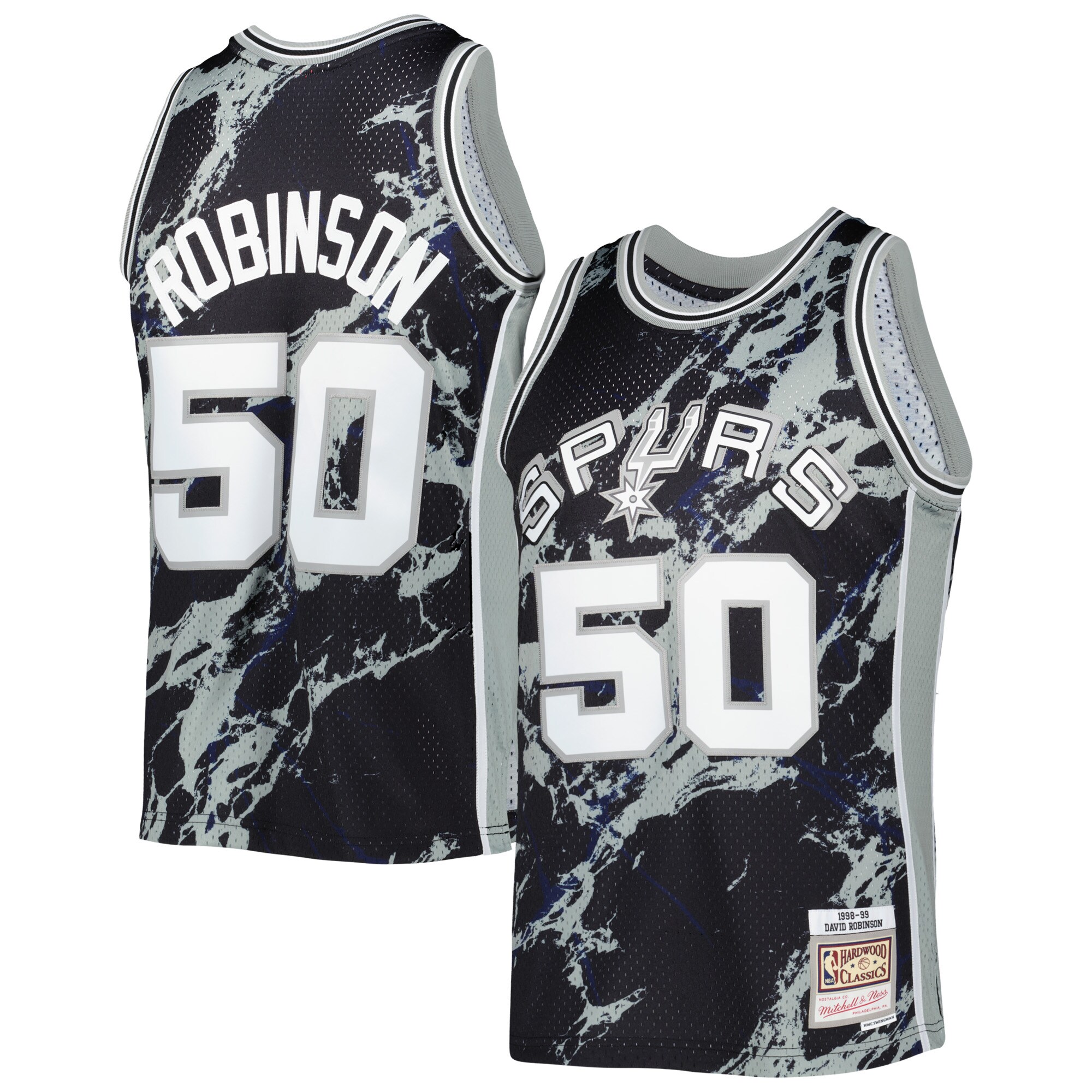 David Robinson San Antonio Spurs Mitchell & Ness 1998/99 Hardwood Classics Marble Swingman Jersey - Black - vstockx