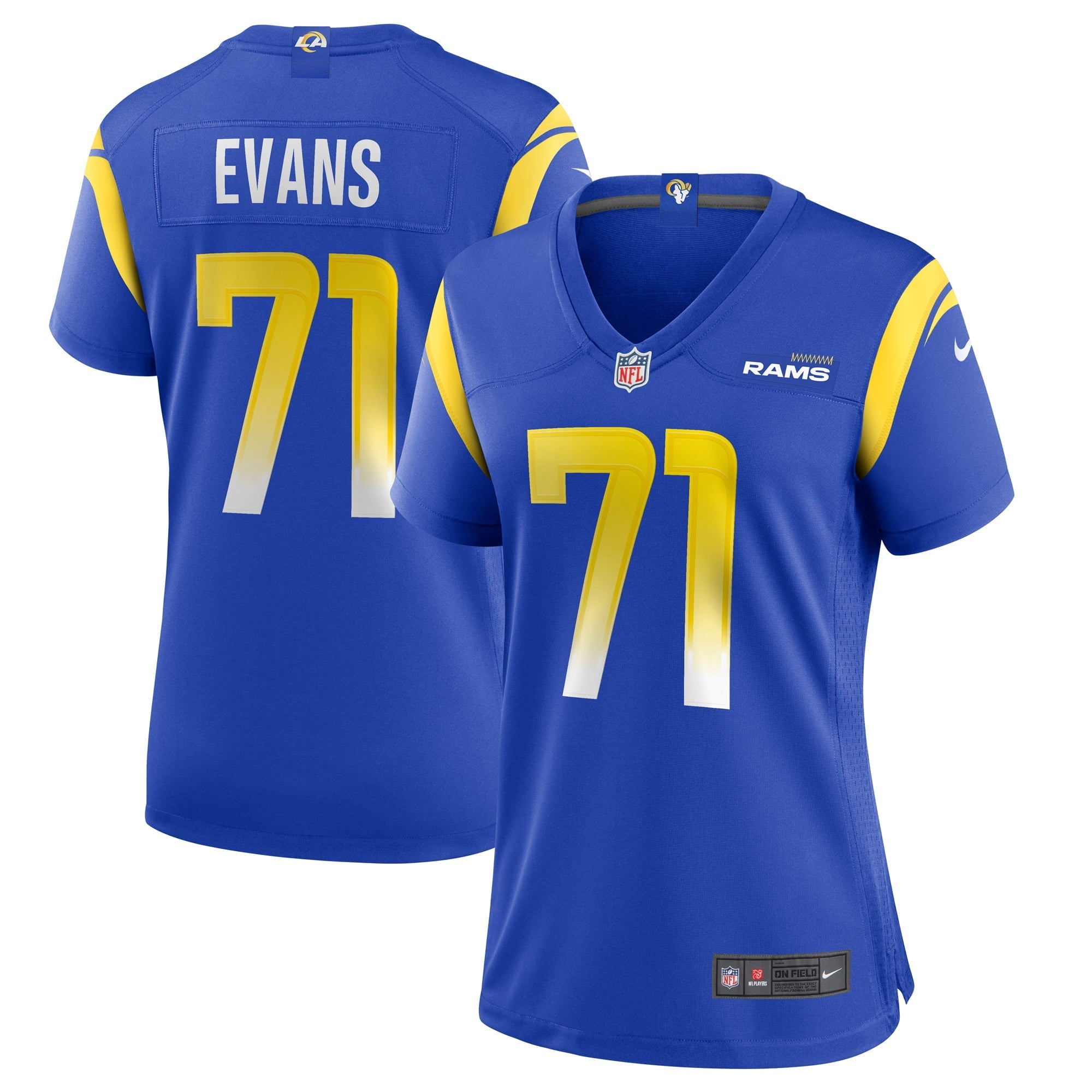Women's Nike Bobby Evans Royal Los Angeles Rams Game Jersey - vstockx