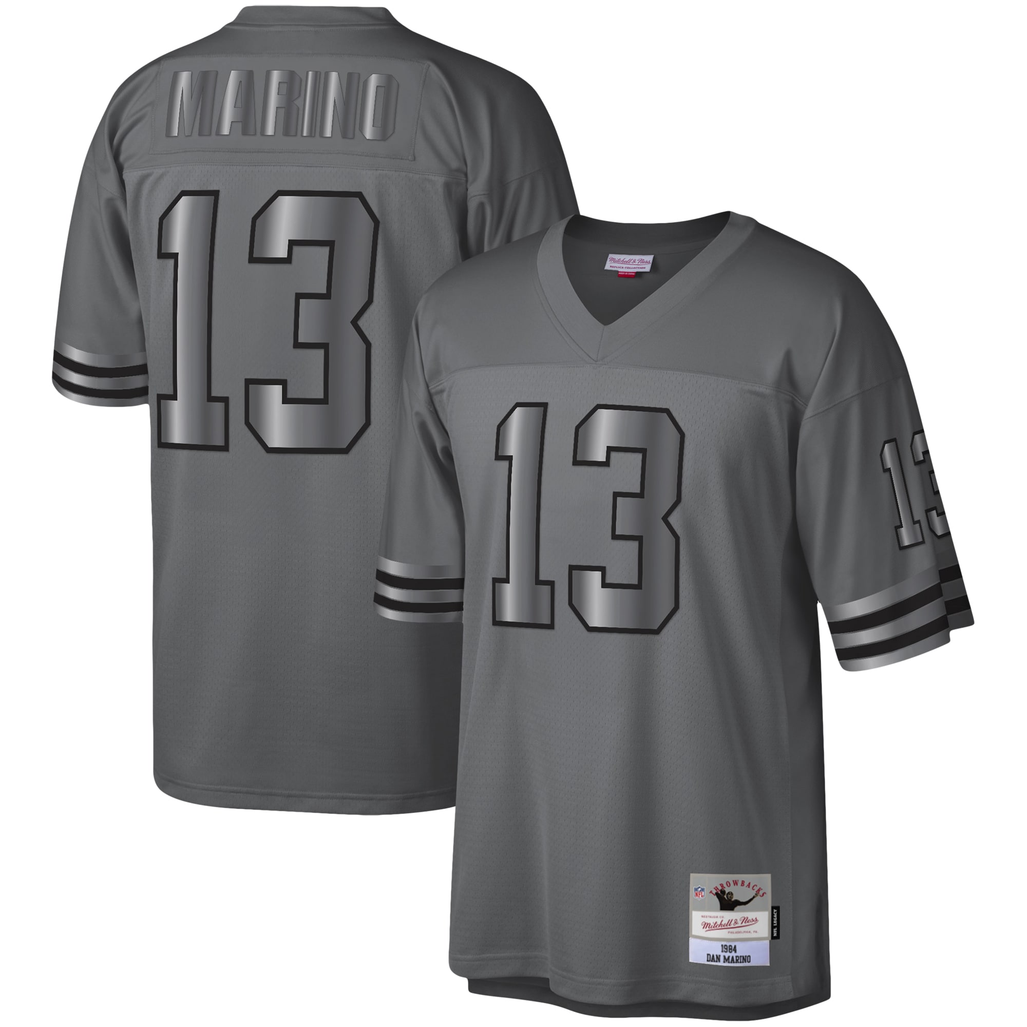 Dan Marino Miami Dolphins Mitchell & Ness 1984 Retired Player Metal Legacy Jersey - Charcoal - vstockx