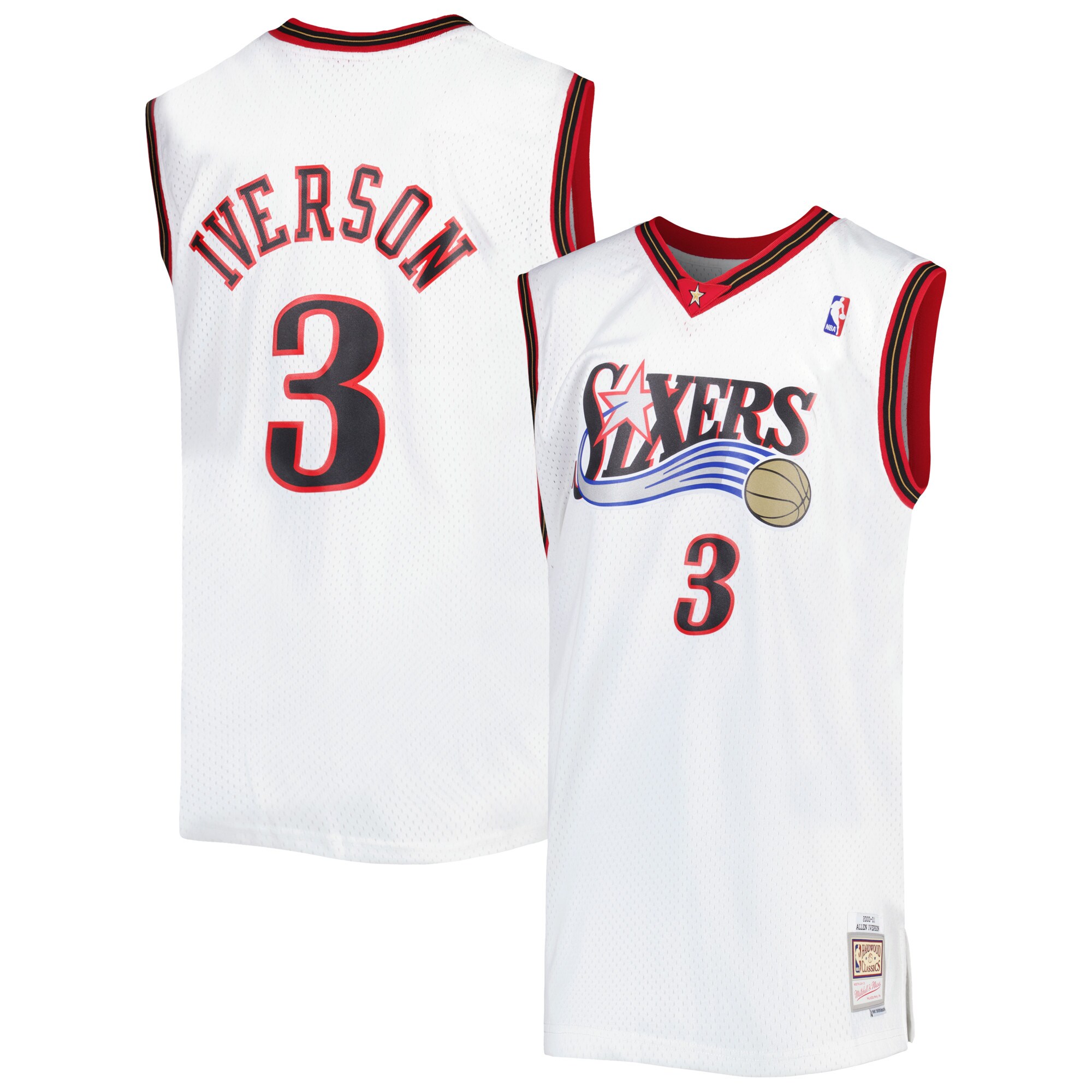 Allen Iverson Philadelphia 76ers Mitchell & Ness Big & Tall Hardwood Classics 1996/97 Swingman Jersey - White - vstockx