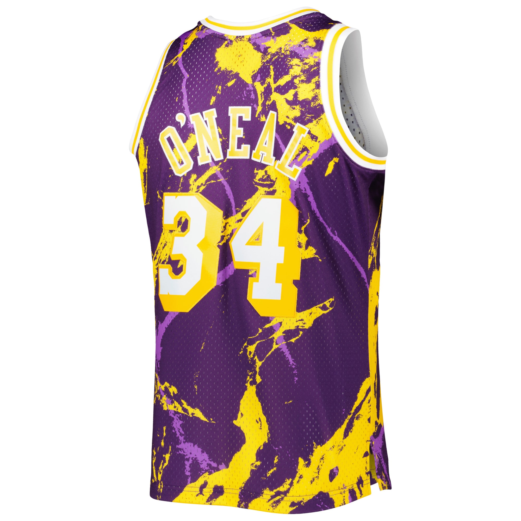 Shaquille O'Neal Los Angeles Lakers Mitchell & Ness 1996/97 Hardwood Classics Marble Swingman Jersey - Purple - vstockx