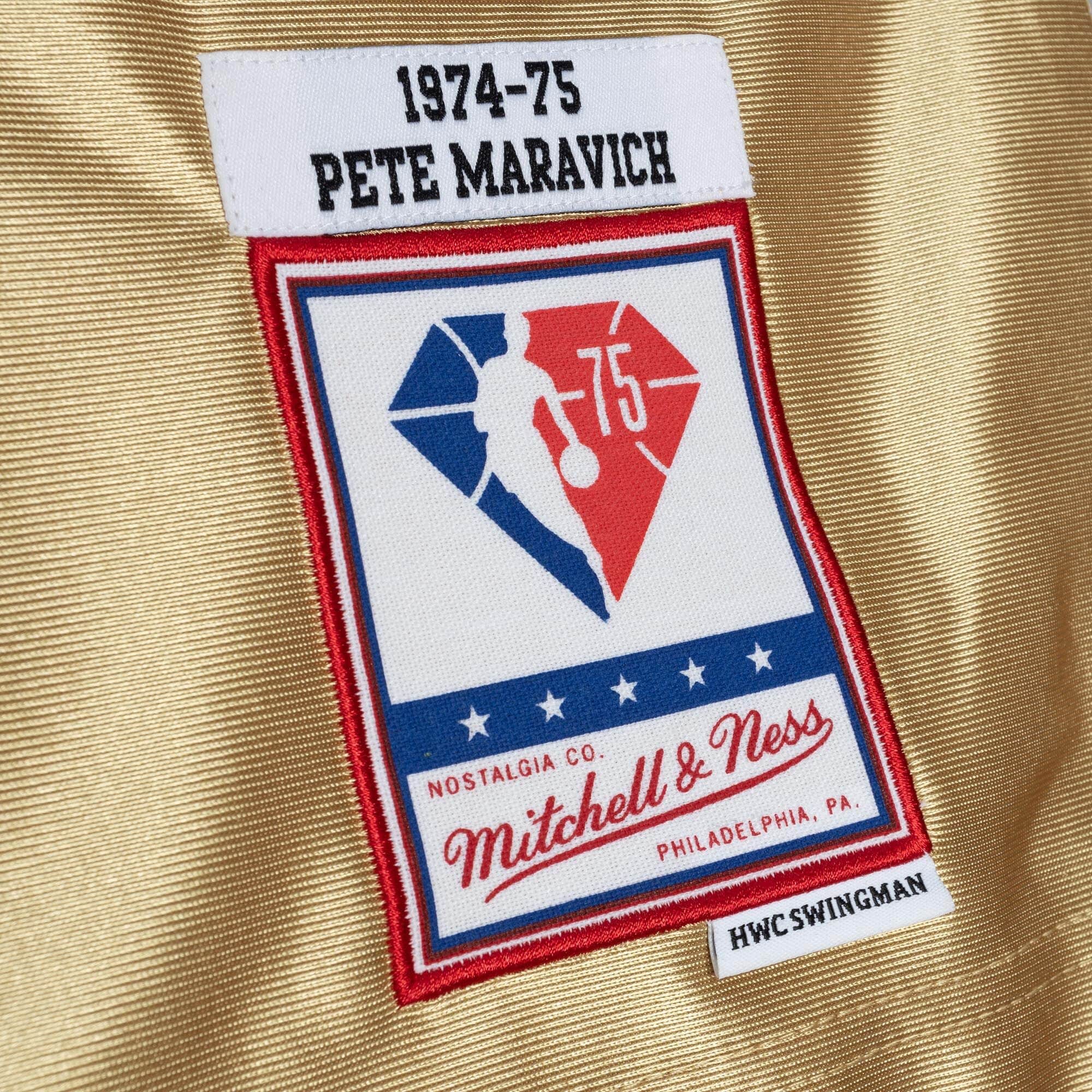 75th Anniversary Gold Swingman Pete Maravich Utah Jazz 1974-75 Jersey - vstockx