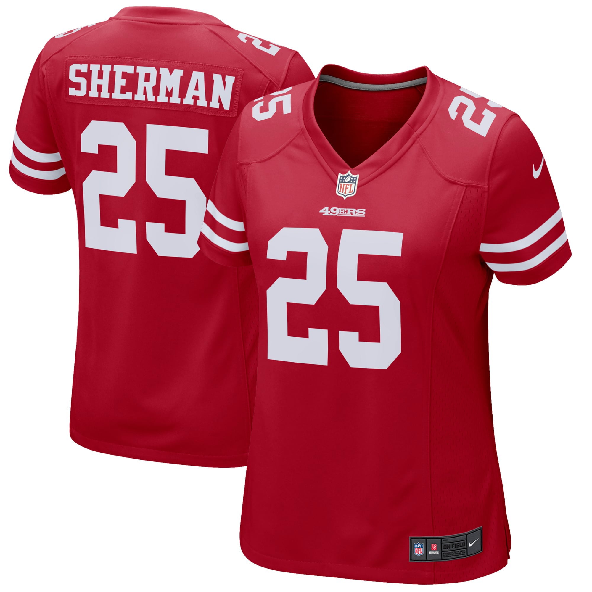 Women's Nike Richard Sherman Scarlet San Francisco 49ers Game Player Jersey - vstockx