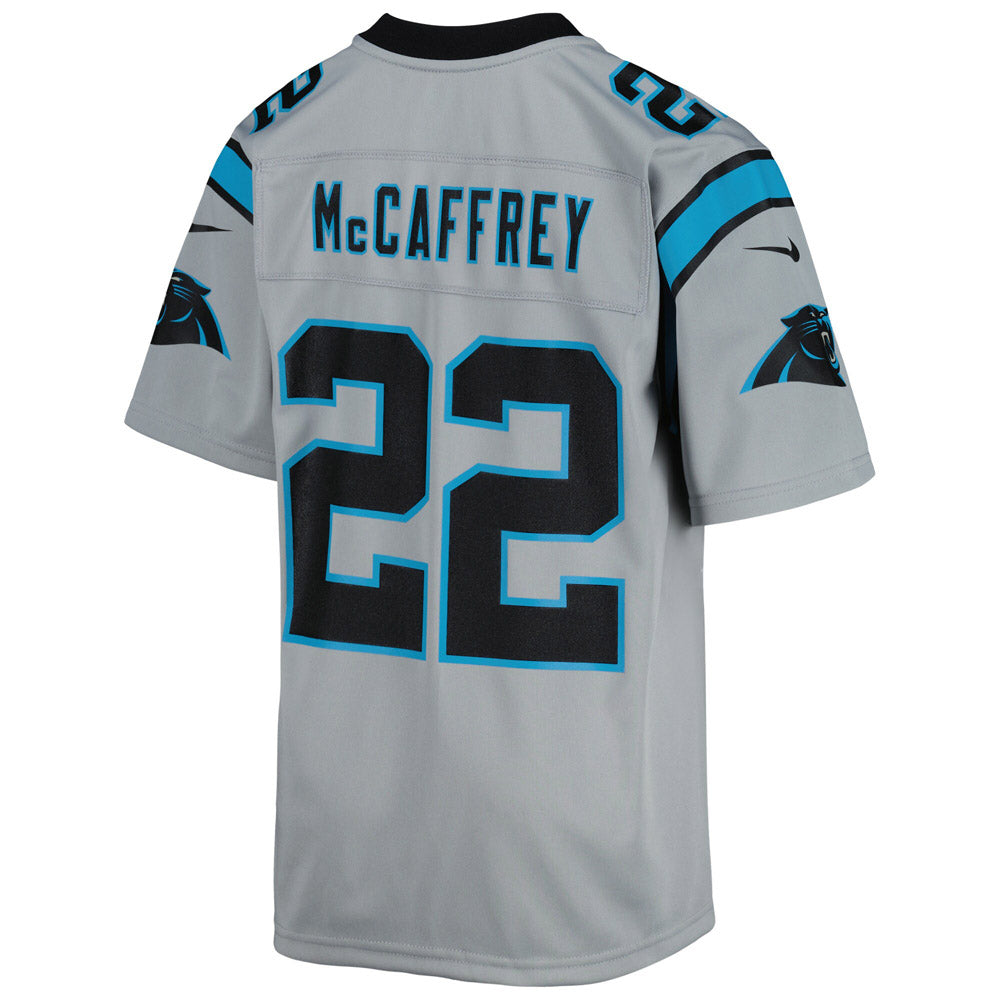 Youth Carolina Panthers Christian McCaffrey Inverted Team Game Jersey Silver - vstockx