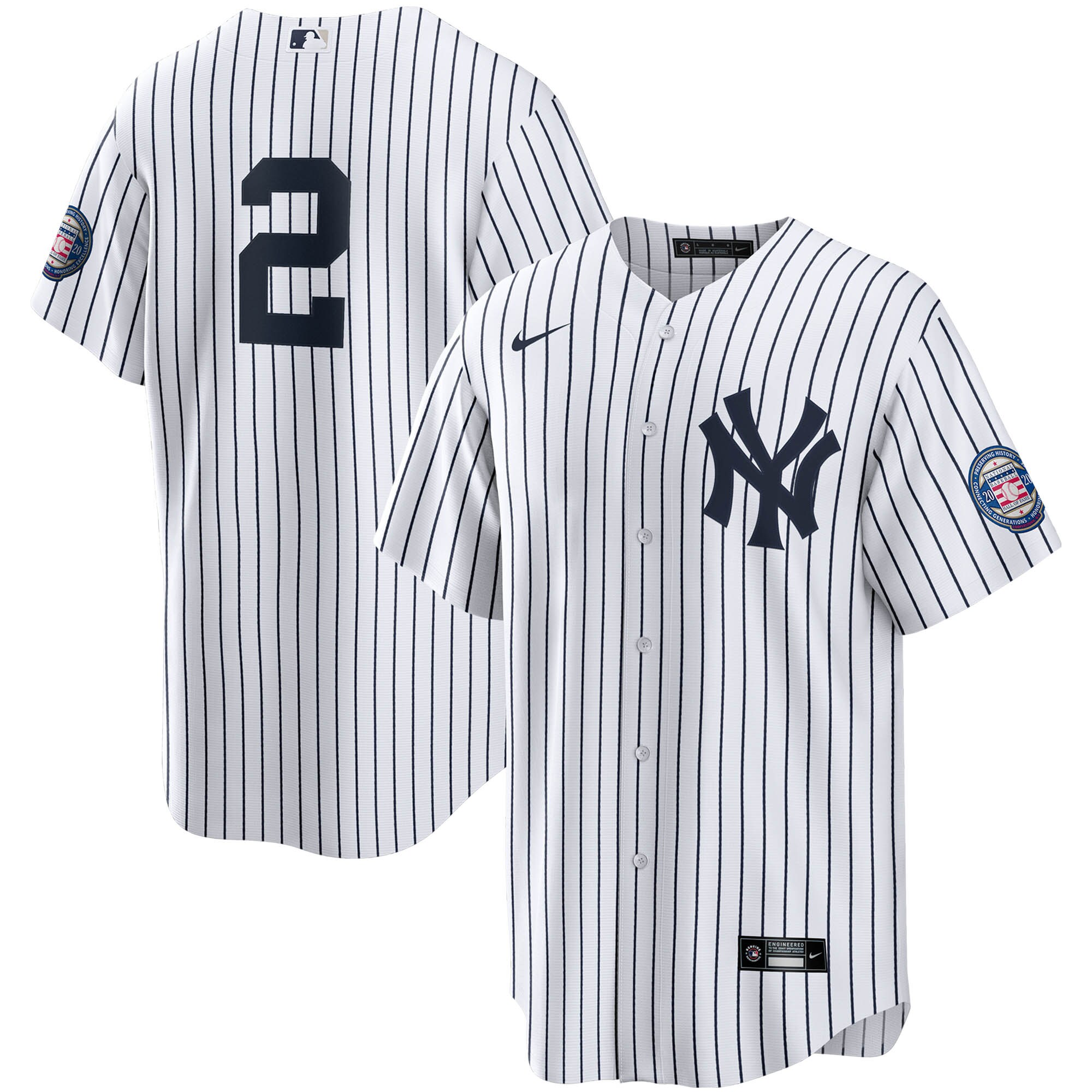 Derek Jeter New York Yankees Nike 2020 Hall of Fame Induction Replica Jersey - White/Navy - vstockx