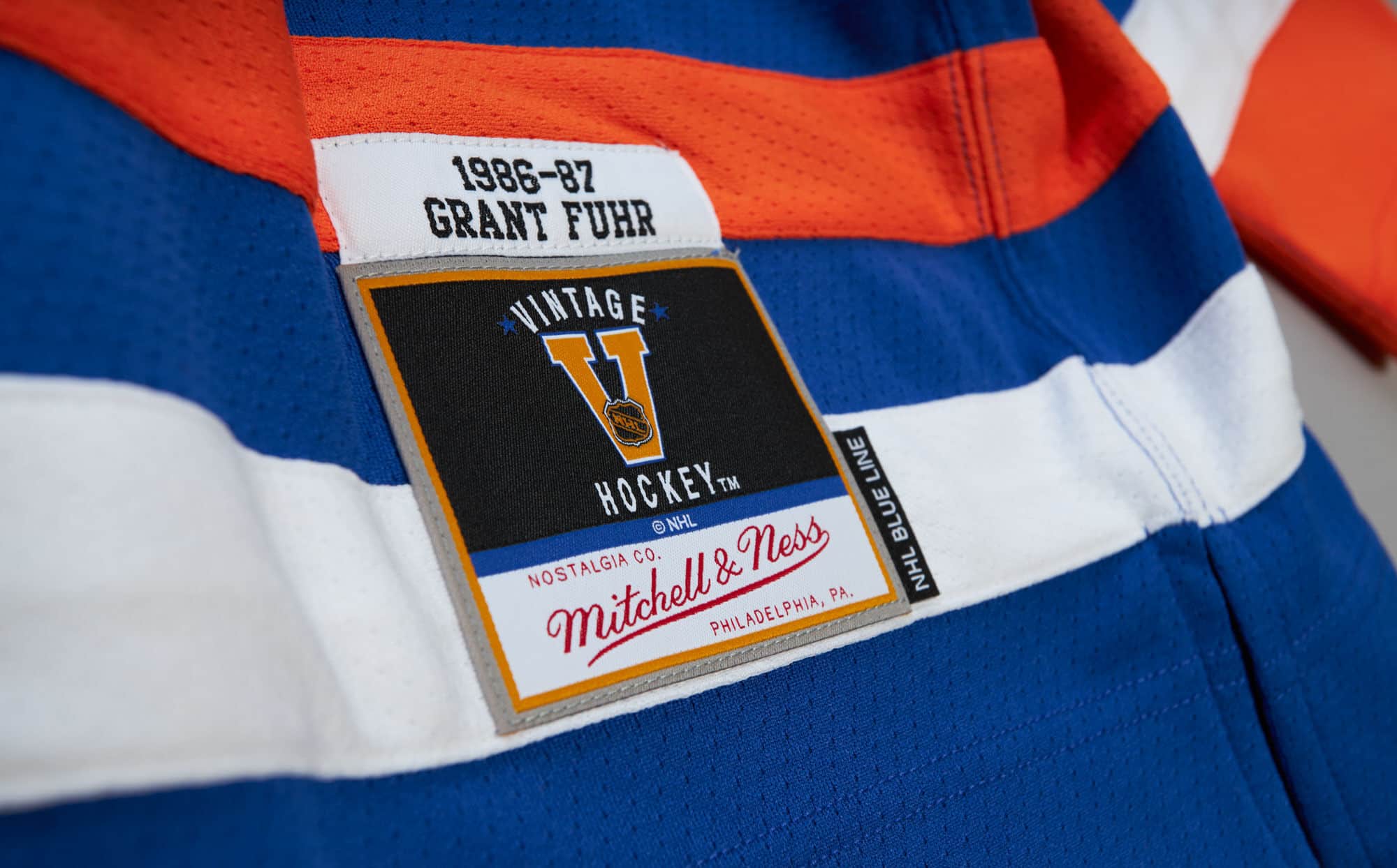 Blue Line Grant Fuhr Edmonton Oilers 1986 Jersey - vstockx
