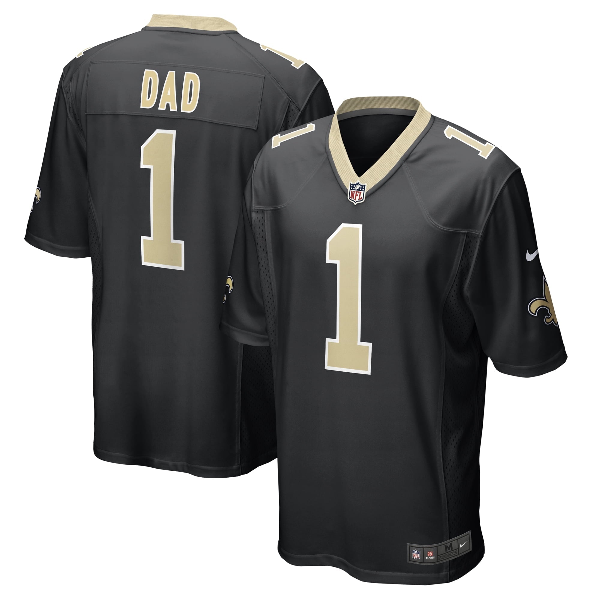 Men's Nike Number 1 Dad Black New Orleans Saints Game Jersey - vstockx