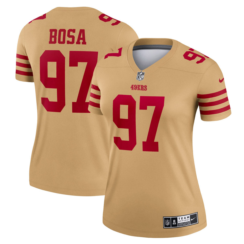 Women's San Francisco 49ers Nick Bosa Team Inverted Legend Jersey Gold - vstockx